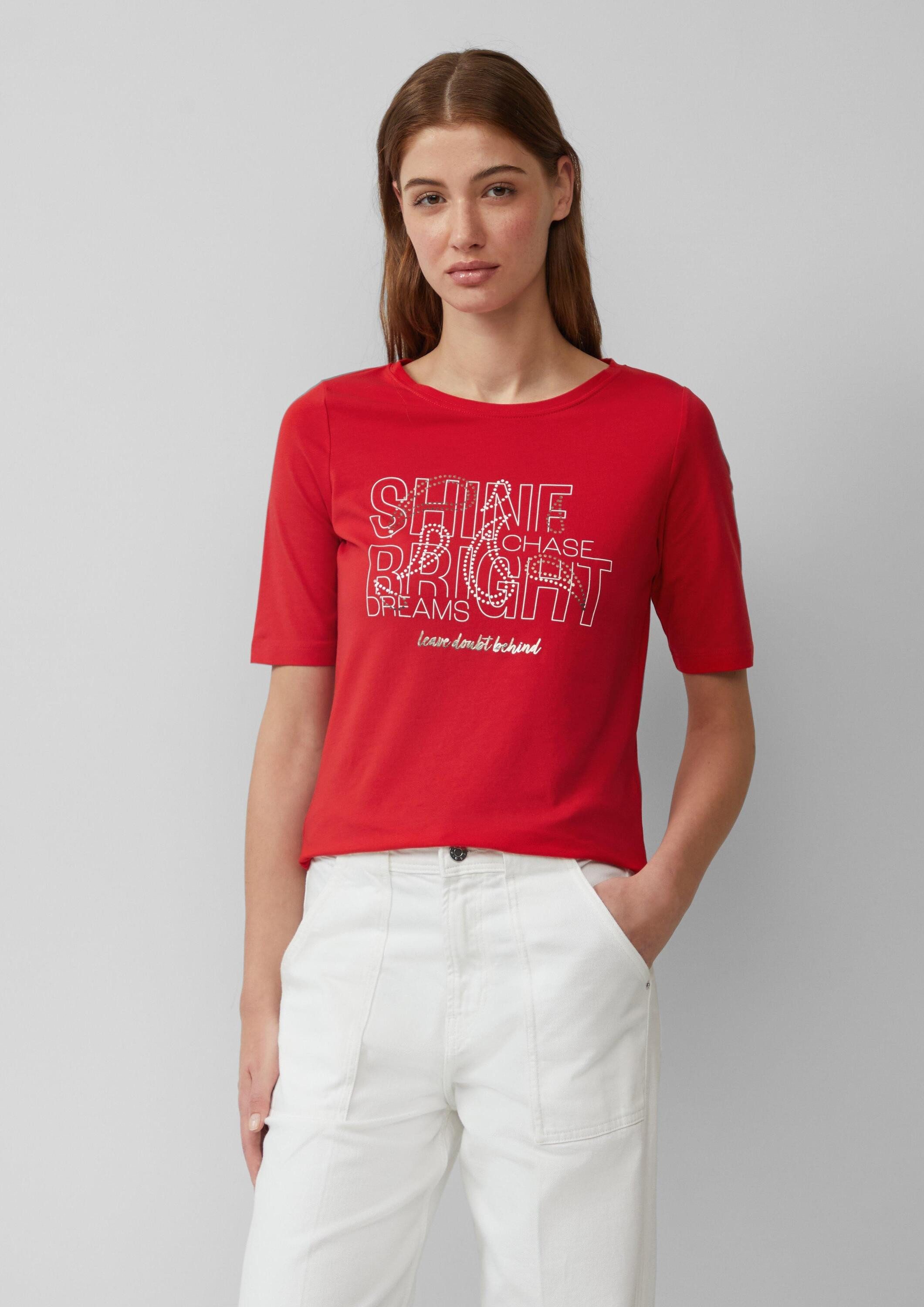 s.Oliver Kurzarmshirt T-Shirt Jersey-T-Shirt im Slim Fit mit Frontprint günstig online kaufen