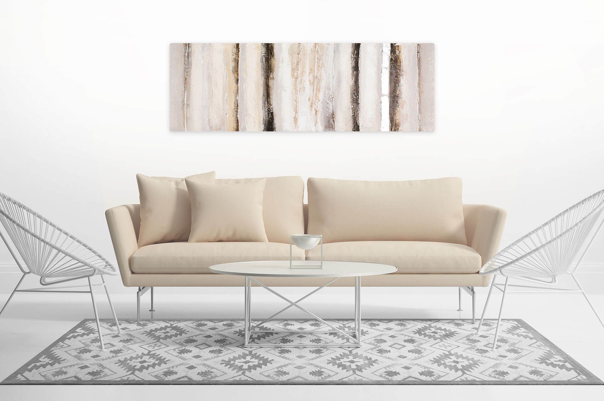KUNSTLOFT Gemälde Vanilla Sky 150x50 cm, Leinwandbild 100% HANDGEMALT Wandbild Wohnzimmer