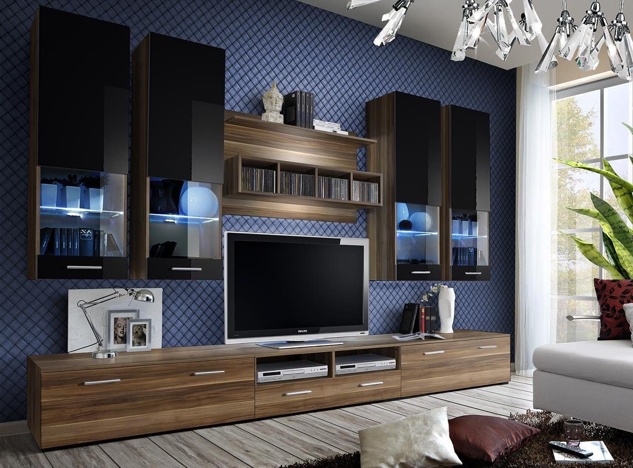 Wohnwand in (8-St., Europa 3x TV Design Wandschrank Lowboard Möbel, JVmoebel TV-Ständer/Wandregal/4x Ständer 4x Made Wandschrank), Luxus Wandregal