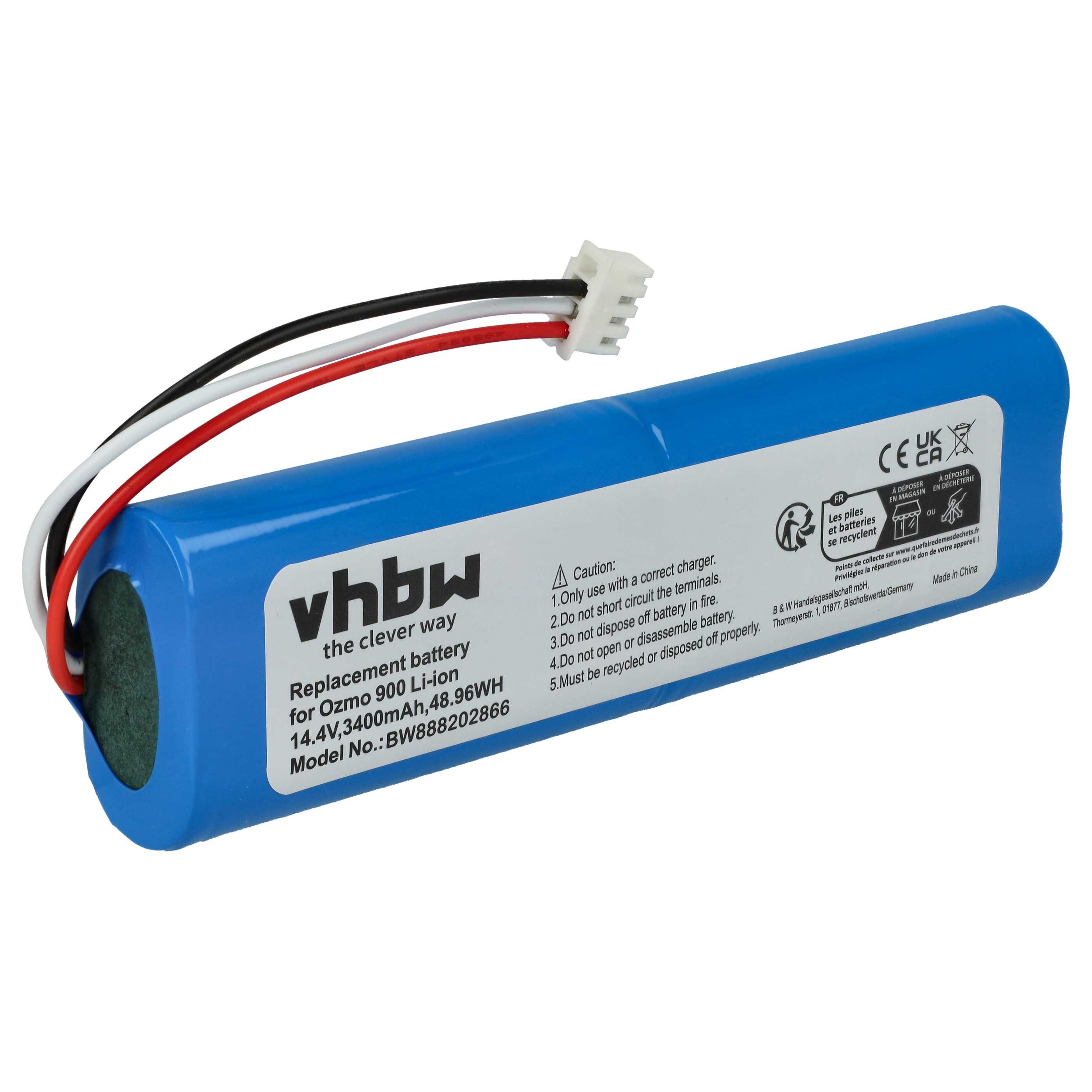 vhbw Akku Ersatz für Ecovacs S01-LI-148-2600, S09-LI-148-3200, Staubsauger-Akku Akku Li-Ion 3400 mAh (14,4 V, 1 St), Leistungsfähiger Austausch-Akku für Ihren Saugroboter