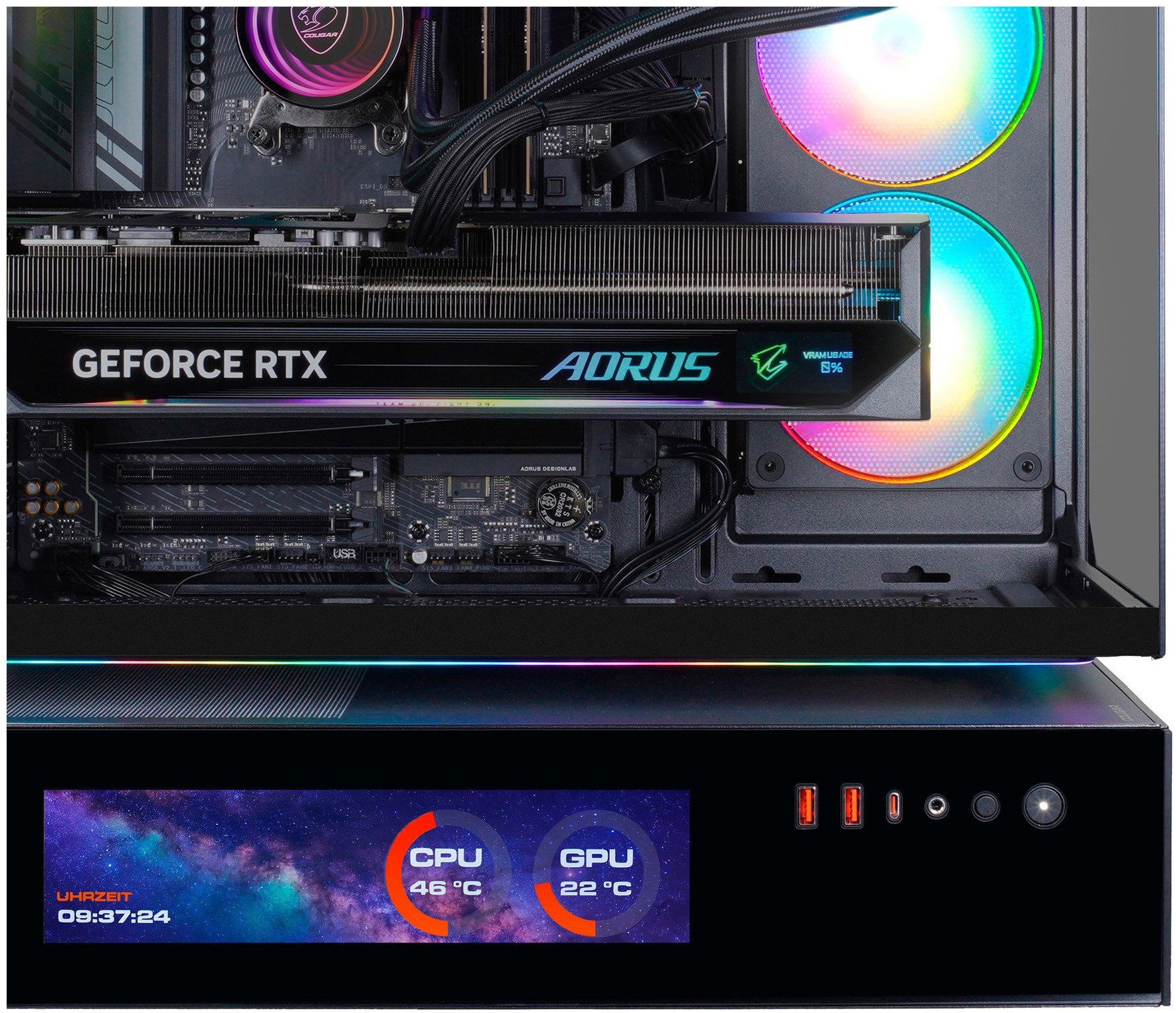 Cougar CFV235 Vision Gaming-PC (AMD Ryzen 9 9950X3D, RTX 5090, 64 GB RAM, 2000 GB SSD, Wasserkühlung, Windows 11, DDR5 RAM)