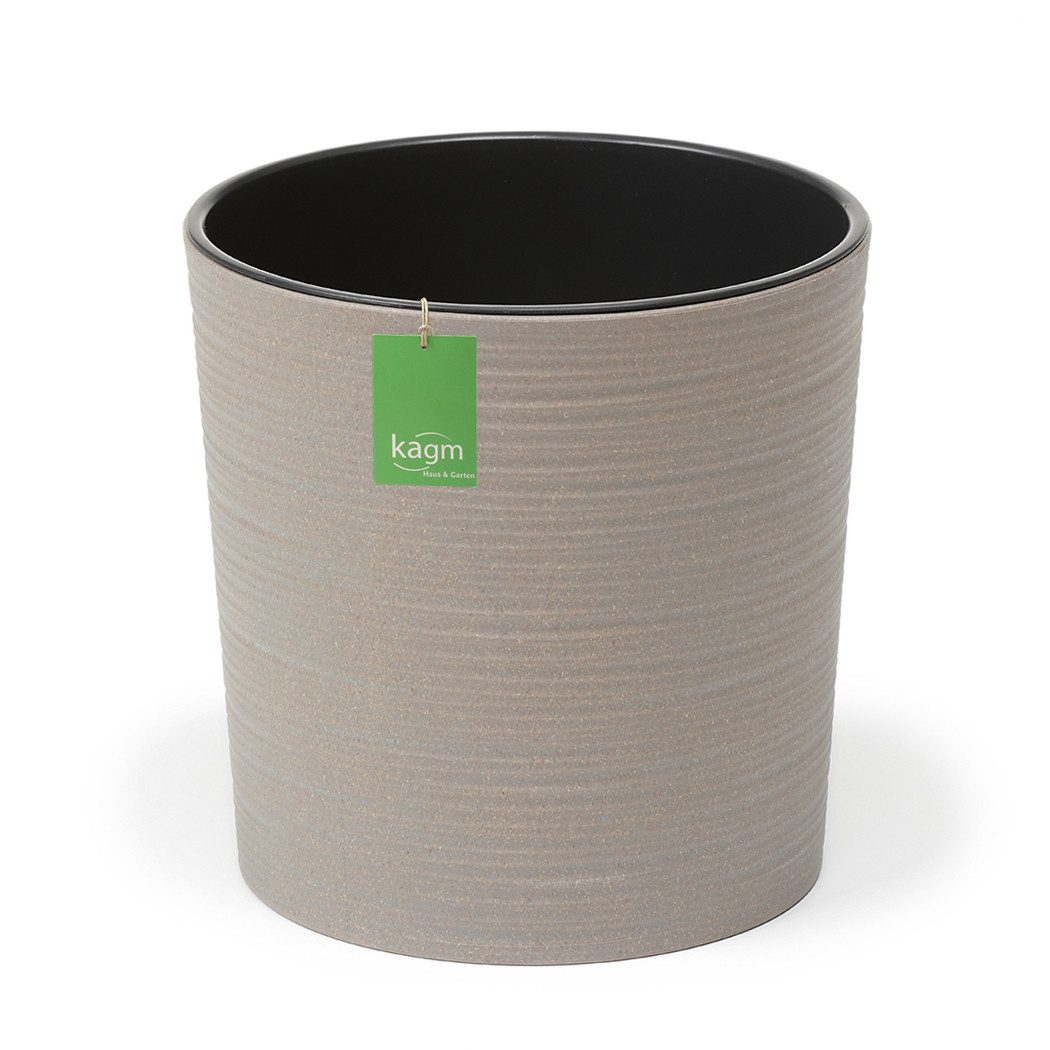 KAGM Pflanzkübel Blumenkübel Blumentopf rund gerillt ECO Holz-Kunststoff-Gemisch TOP (inkl. Pflanzeinsatz)