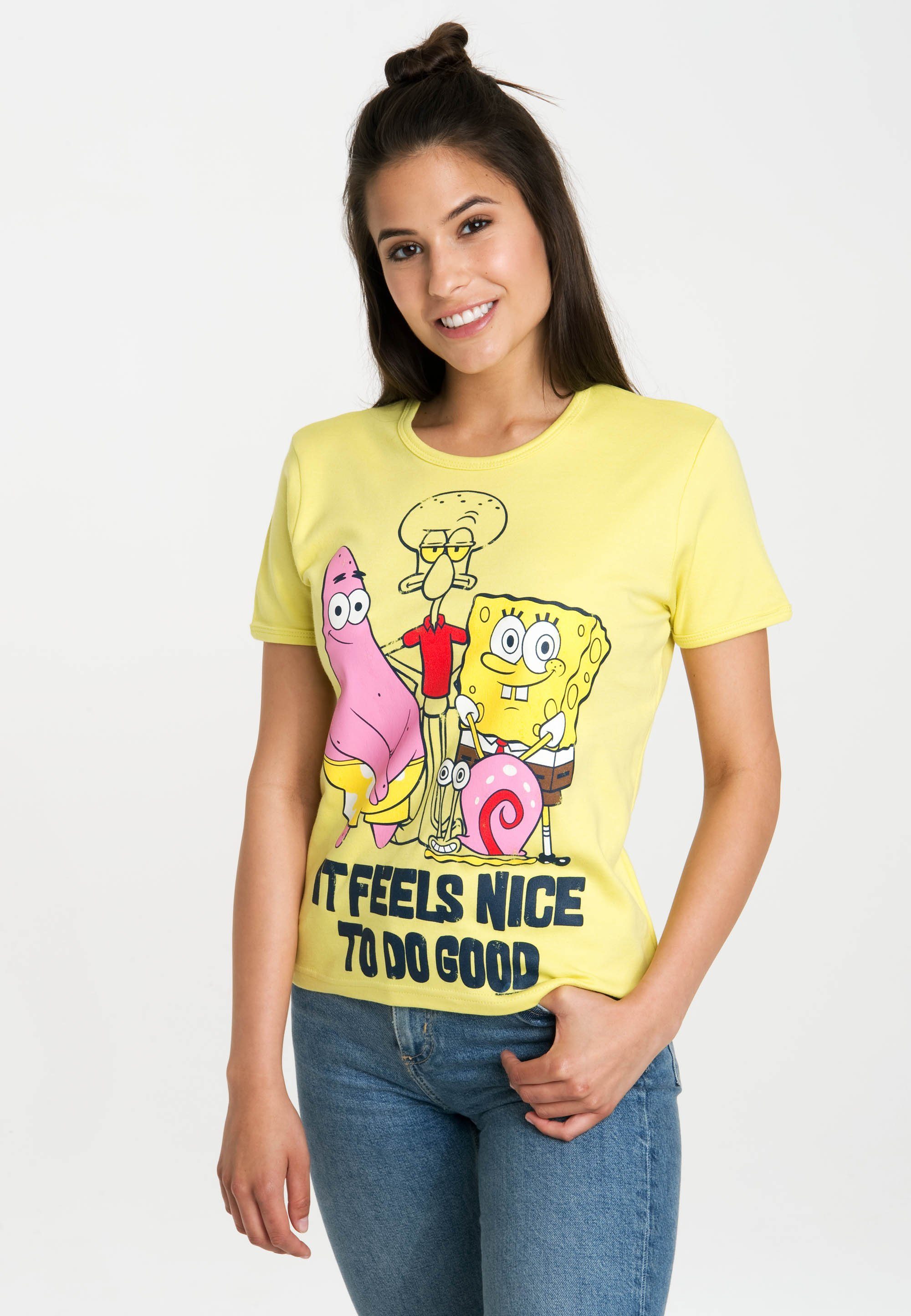 Feels It LOGOSHIRT Spongebob T-Shirt - lizenziertem Originaldesign mit Nice