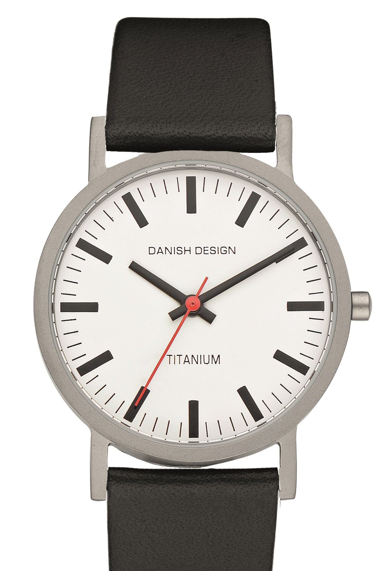 Danish Design Titanuhr Designuhr DD Rhine ⌀35mm Lederband IQ14Q199, Roter Sekundenzeiger