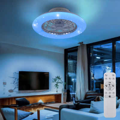 Lampenwelt Deckenventilator, LED Deckenventilator Wohnzimmerlampe Fernbedienung dimmbar CCT D 50 cm