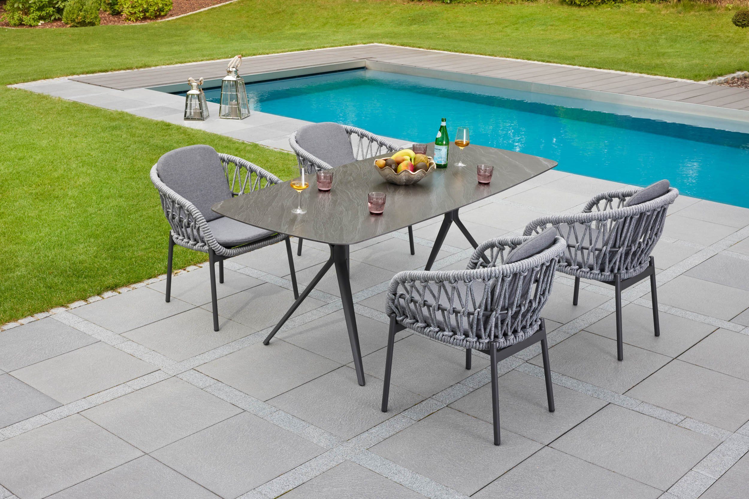LC Garden Gartentisch Bari Aluminium/sintered stone Stativ-Gestell Esstisch (Set, 1-St., 1 Tisch), Breite 180 cm, Breite 240 cm, Tiefe 100 cm, sintered stone Tischplatte