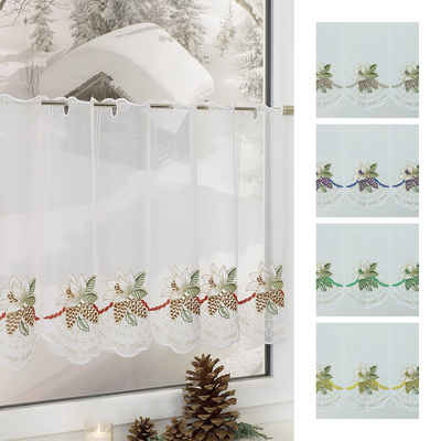 Scheibengardine Weihnachtsrose, Plauener Spitze®, (1 St), transparent, HxB 50x228.2cm