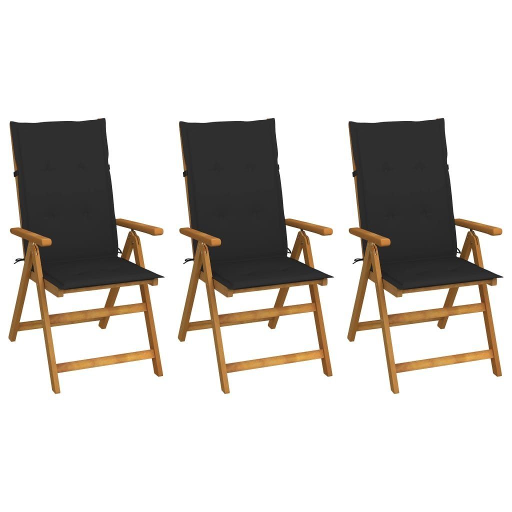 3 Massivholz furnicato Gartenstühle mit Stk. Gartenstuhl Klappbare Akazie Auflagen