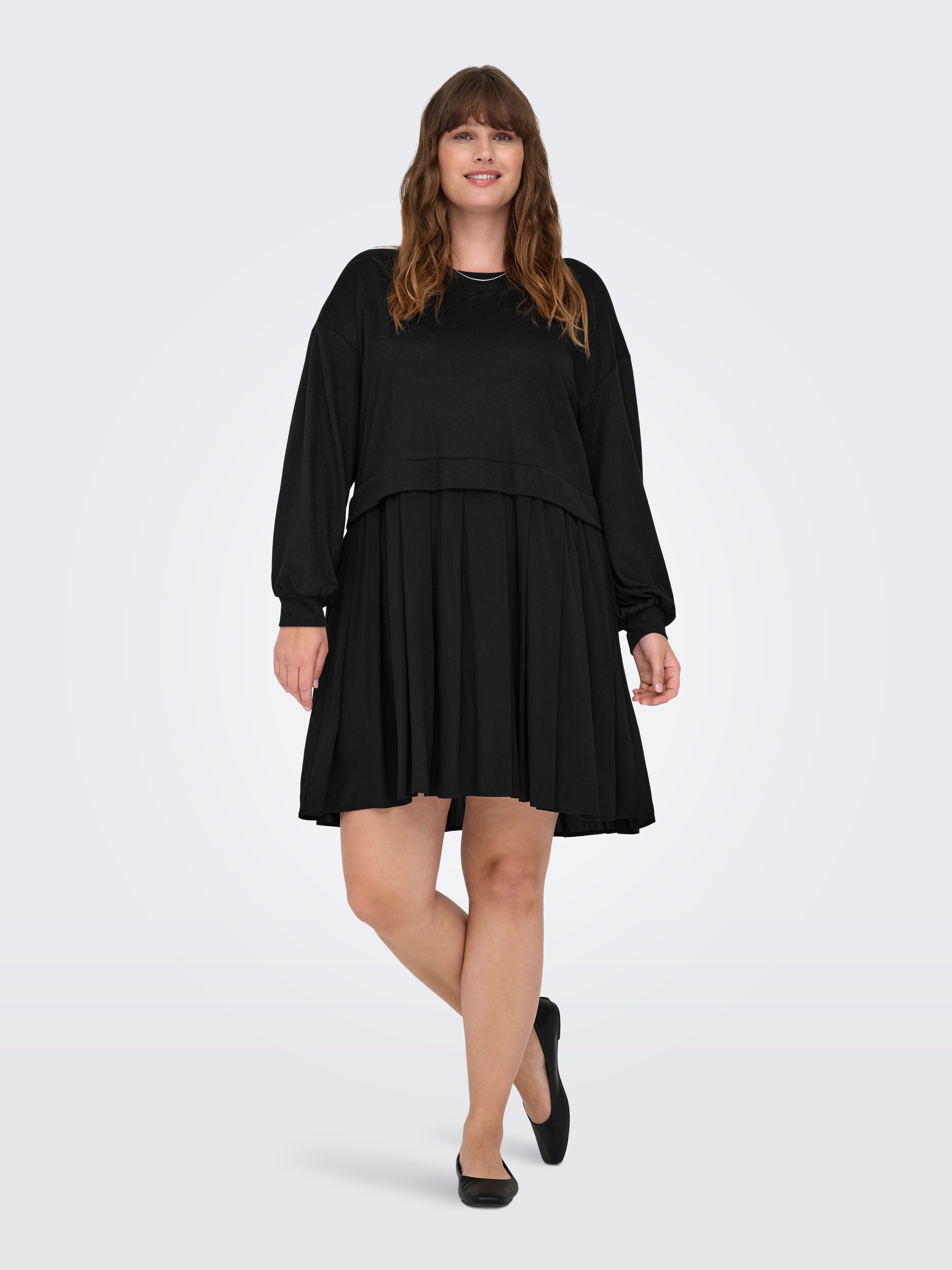 ONLY CARMAKOMA Jerseykleid CARUMA ALBA L/S MIX KNEE DRESS JRS Sommerkleid