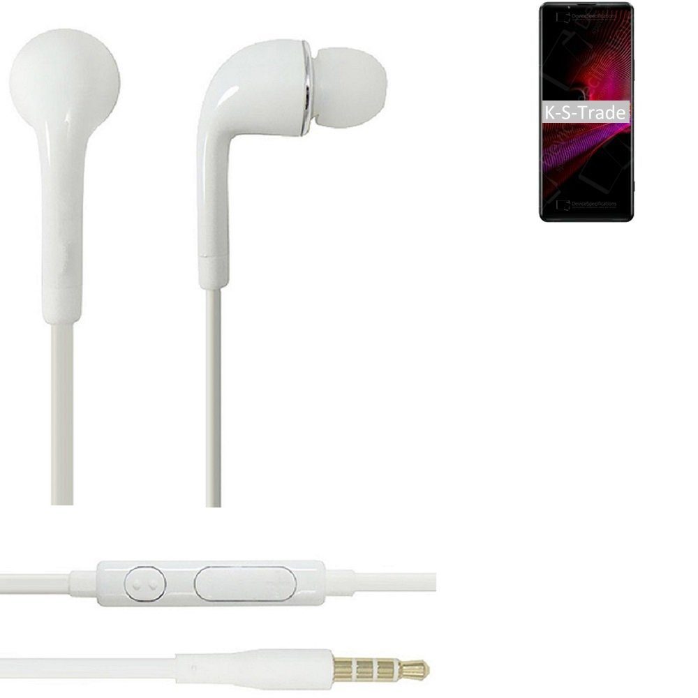 K-S-Trade für Sony Lautstärkeregler Mikrofon 3,5mm) In-Ear-Kopfhörer (Kopfhörer Headset Xperia 1 u weiß III mit