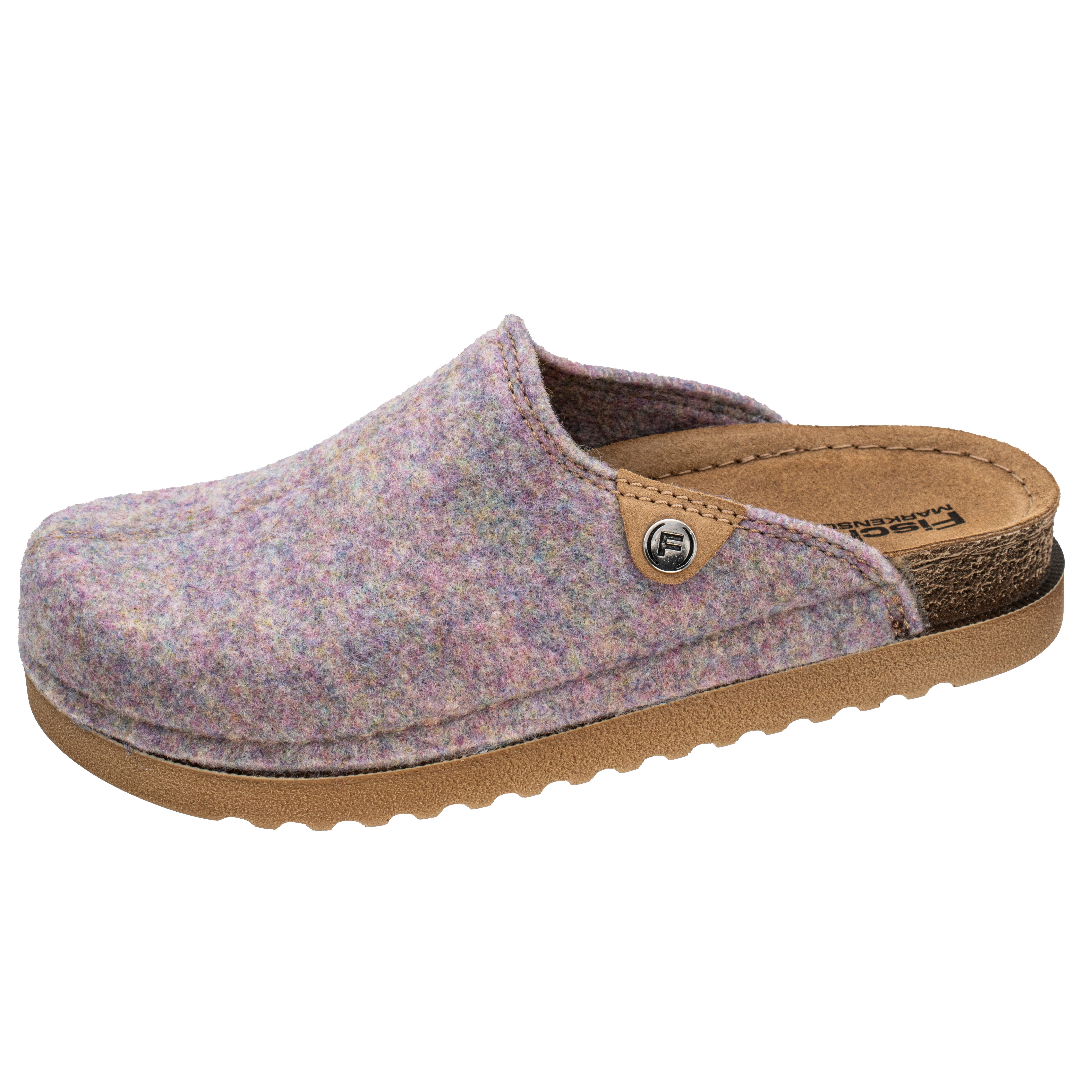 Fischer-Markenschuh Jutta Pantoffel aus recyceltem PET Filz, gepolstertes Lederfußbett, Weite G