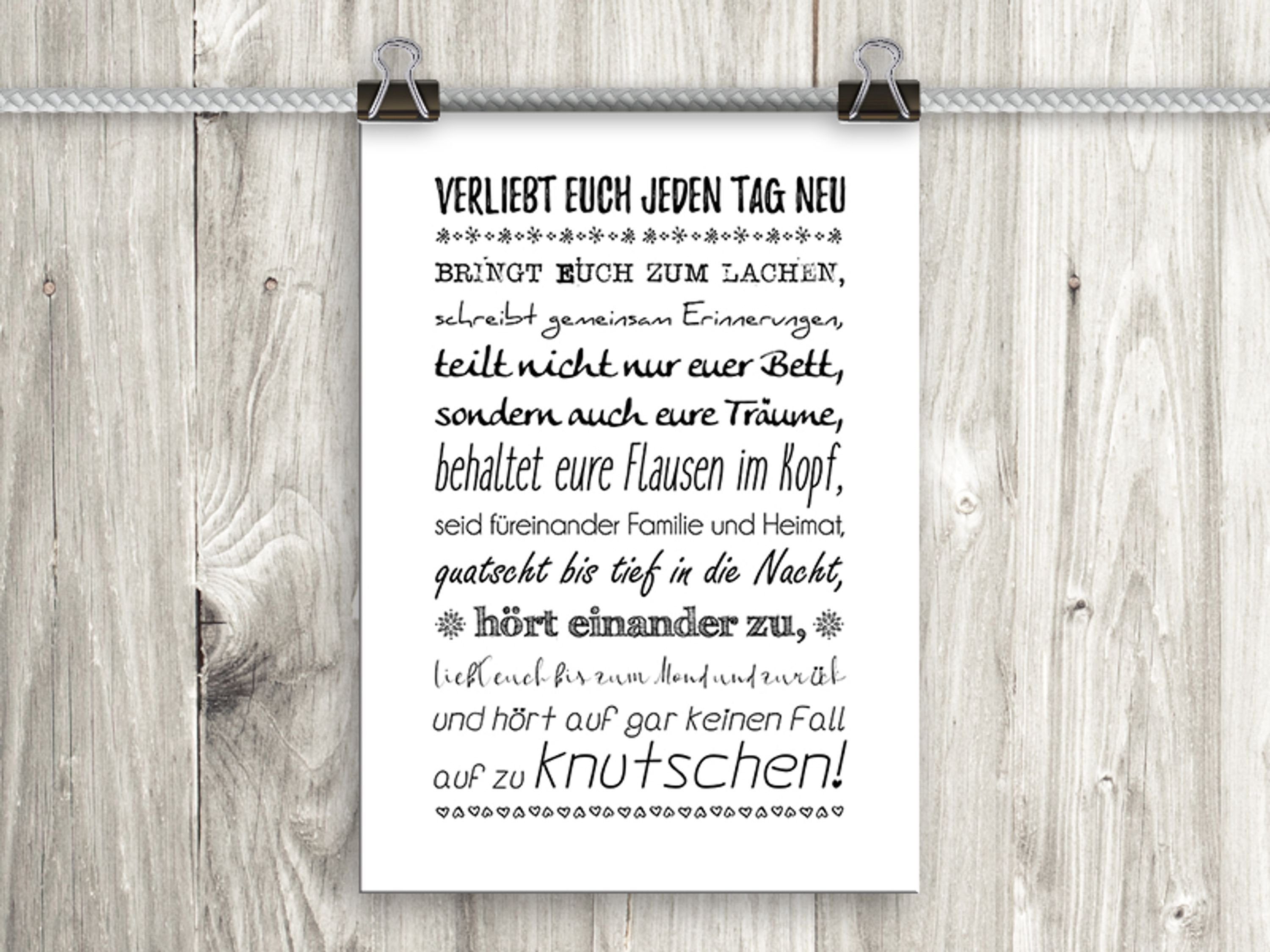 artissimo Poster Hochzeit und zur Geschenk Sprüche und Text mit lustiges DinA4 Sprüche: Spruch Hochzeit, Zitate Poster Liebe
