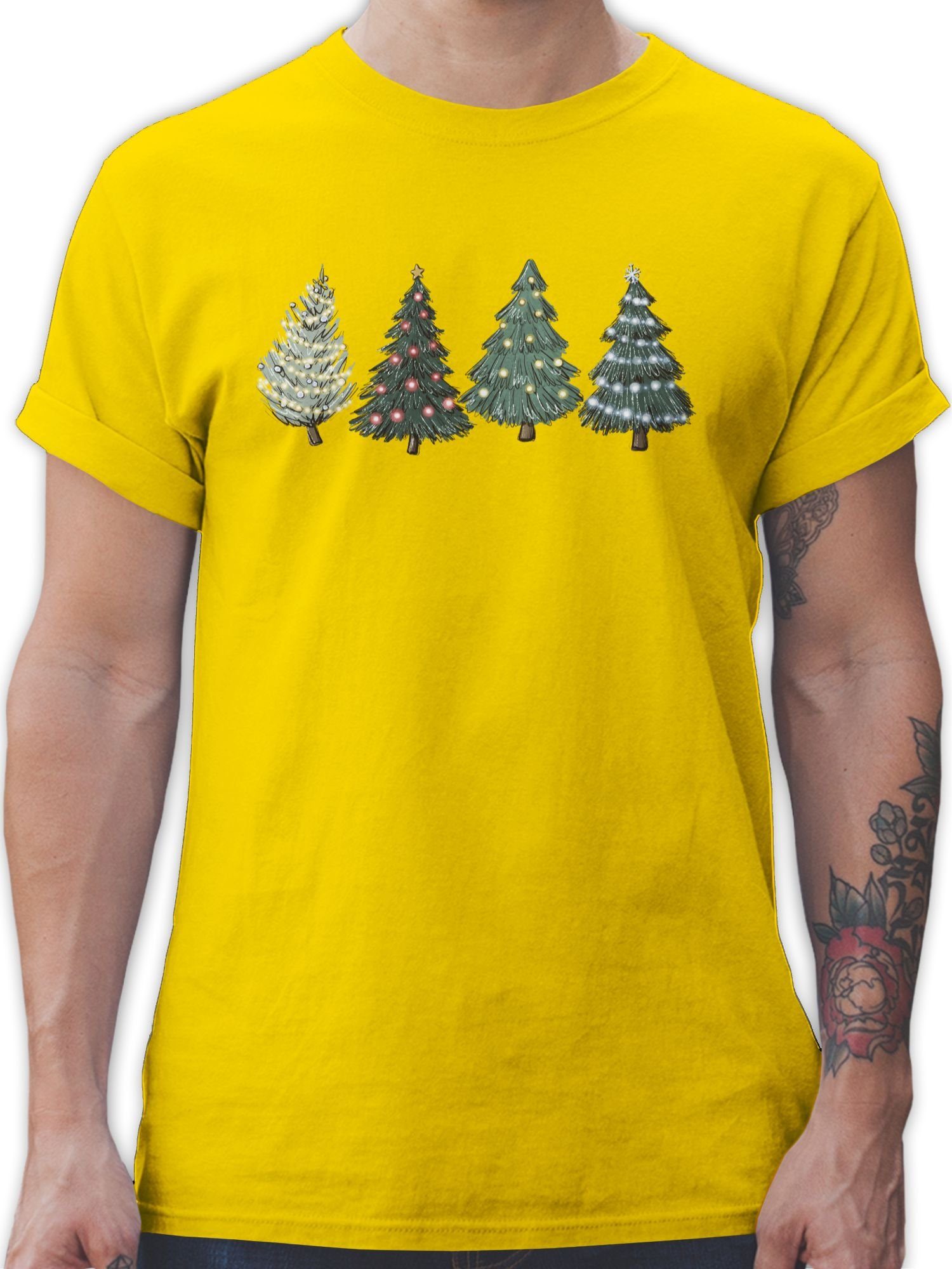 Shirtracer T-Shirt Weihnachtsbäume Weihachten Kleidung 02 Gelb