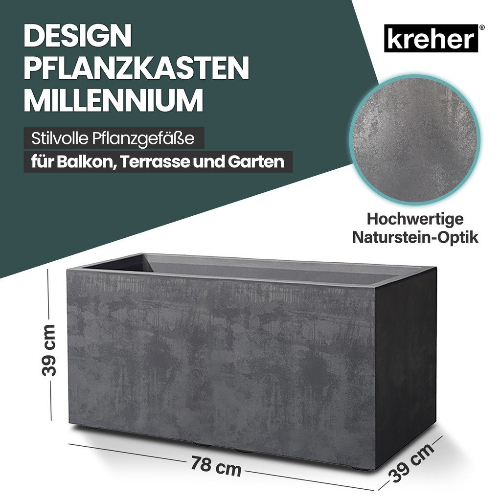 Kreher Blumenkasten Millennium in Naturstein Optik verschiedenen Ausführungen