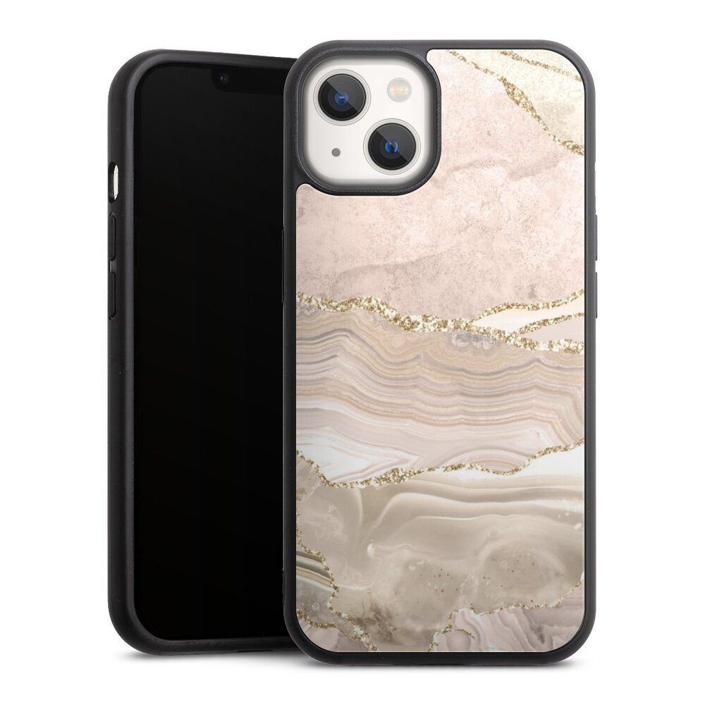 DeinDesign Handyhülle Glitzer Look Marmor Utart Rose Marble Dream Golden Stripes, Apple iPhone 13 Gallery Case Glas Hülle Schutzhülle 9H Gehärtetes Glas