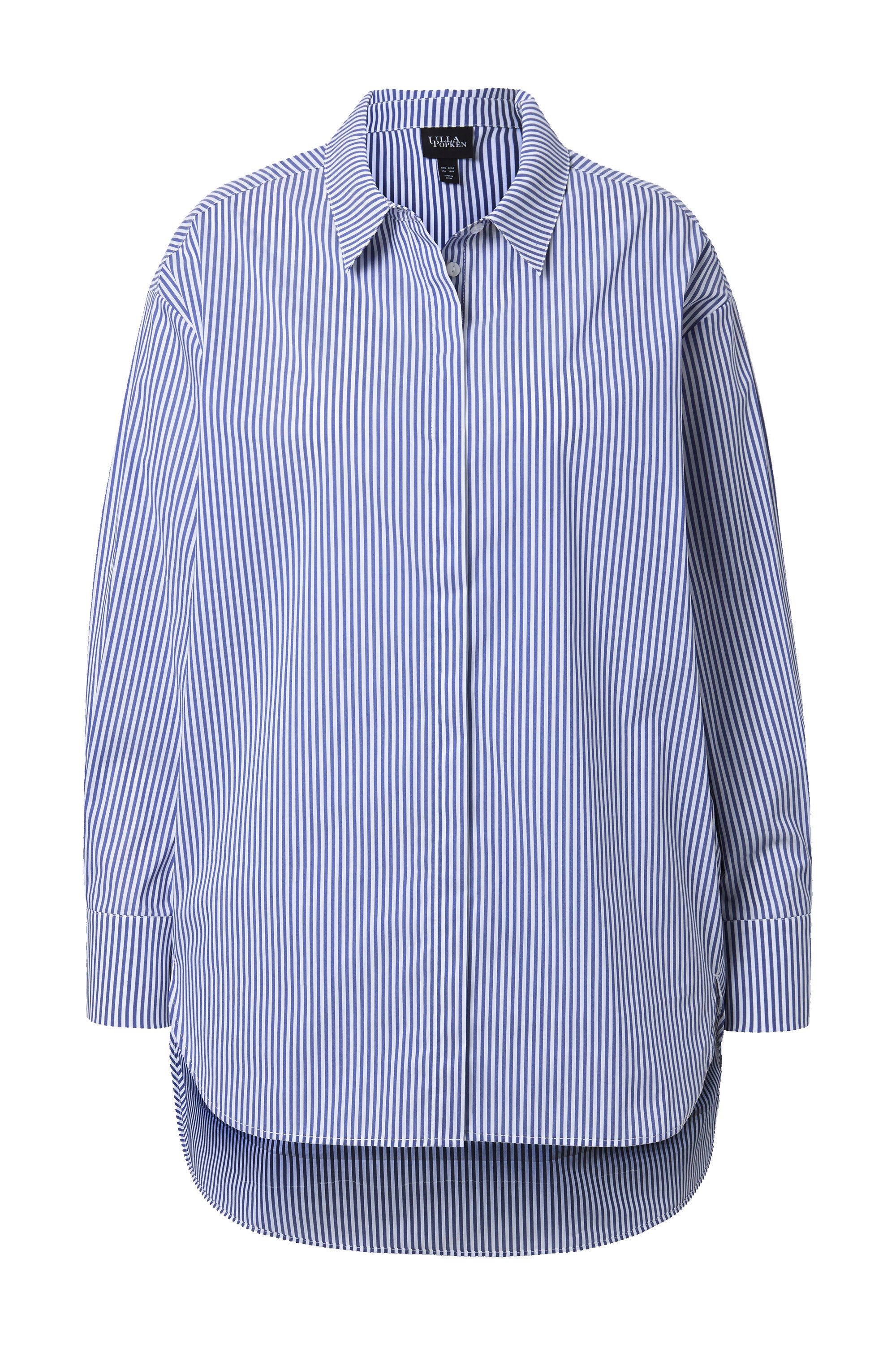 Ulla Popken Hemdbluse Bluse Streifen Oversized Hemdkragen Langarm günstig online kaufen