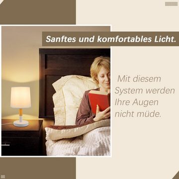 Nettlife Nachttischlampe 2er Set E27 Weiß Vinatge Nachttischleuchte Weihnachtsgeschenke, mit Kippschalter, ohne Leuchtmittel, für Schlafzimmer Wohnzimmer Esszimmer