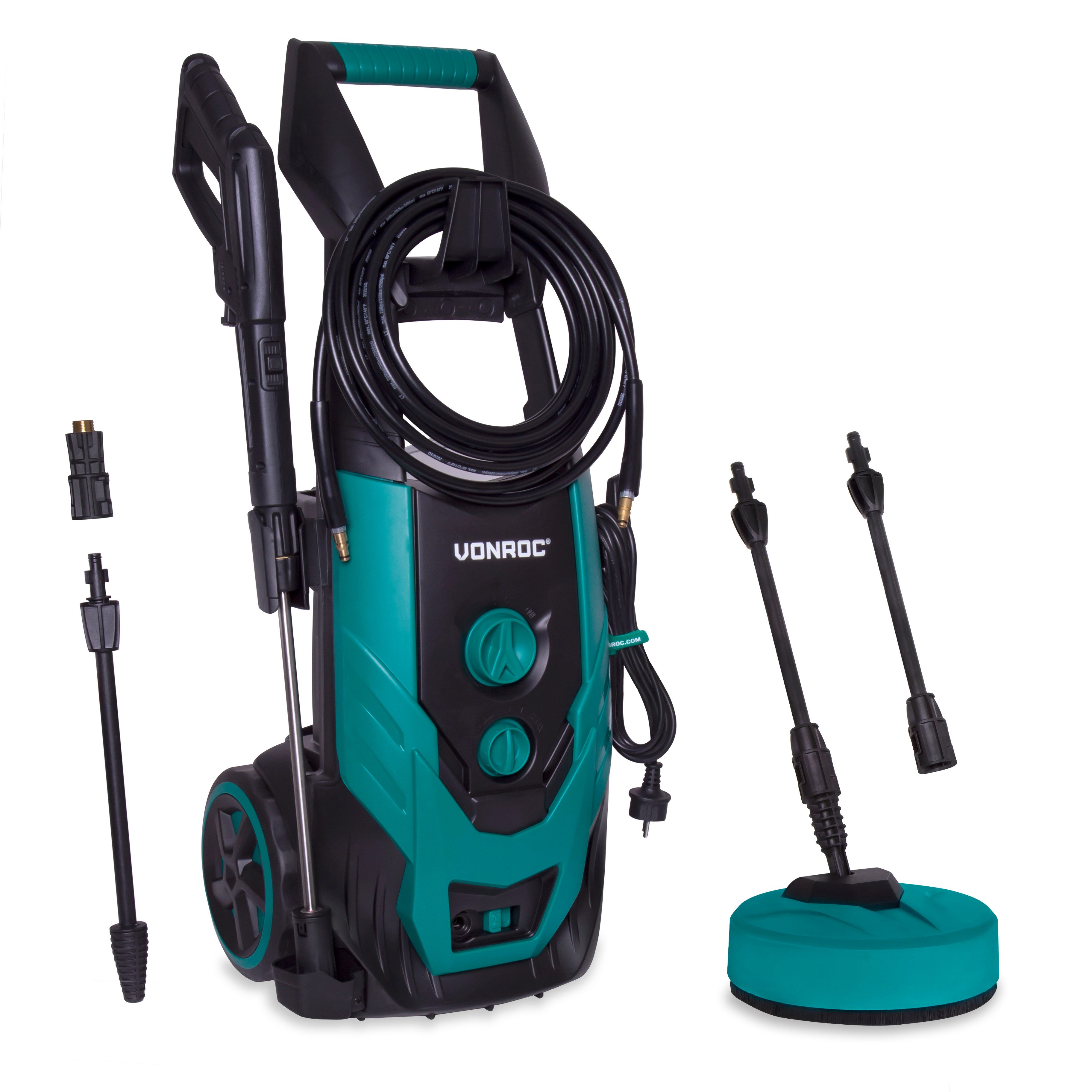 VONROC Hochdruckreiniger Fasadenreiniger, Druck max: 170 bar, 2200 W, Fördermenge max: 450 l/h, (11 tlg), Reinigungstank, Aluminium Pumpe - inkl. Zubehör-Kit