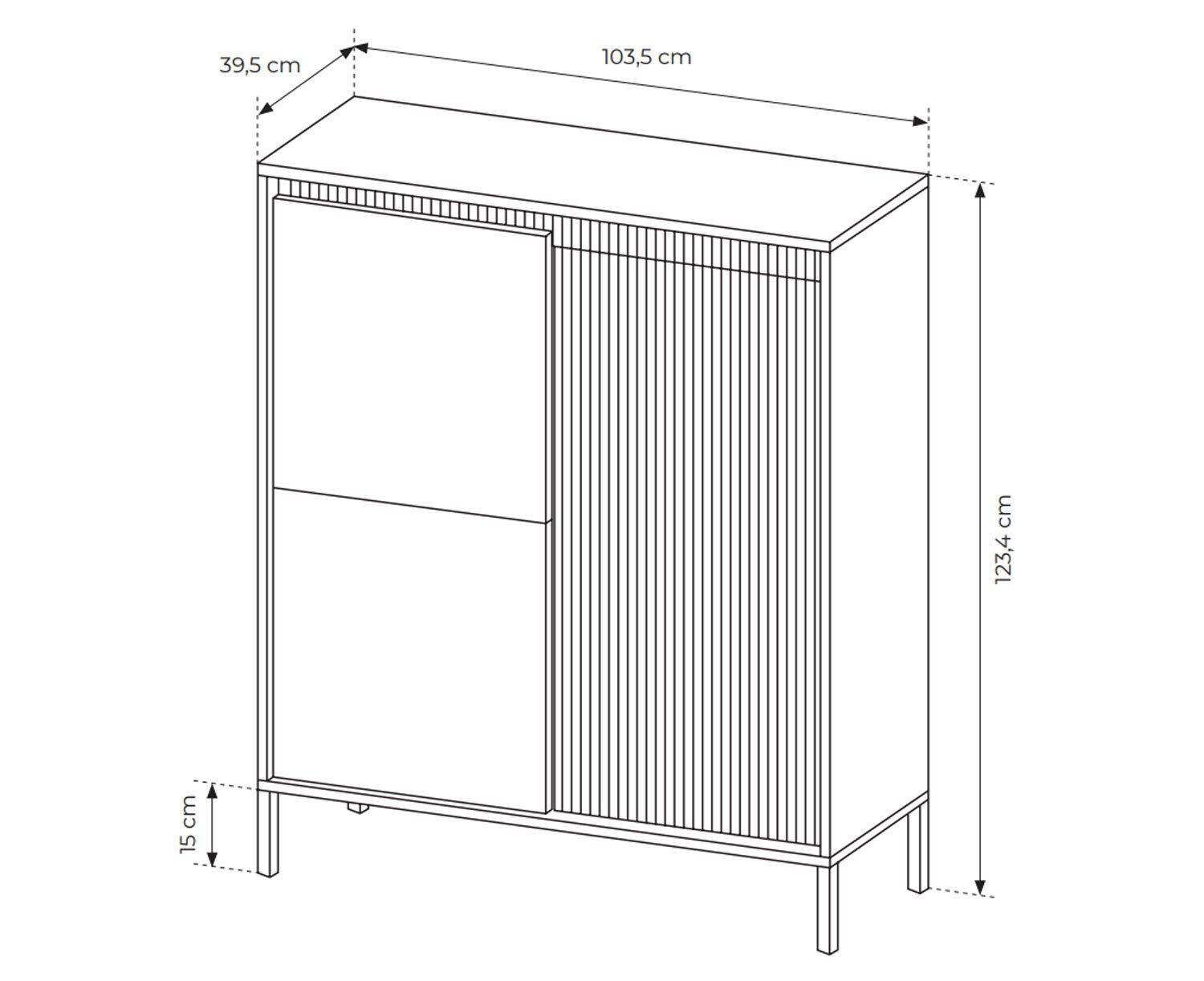 Feldmann-Wohnen Highboard Senso (Senso, 1 St., Highboard, Farbe beige), 104x40x124cm Farbe beige Grifflos