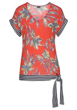 LASCANA Strandshirt mit Blumenmuster und Schleifendetail, Kurzarmshirt, Blusenshirt