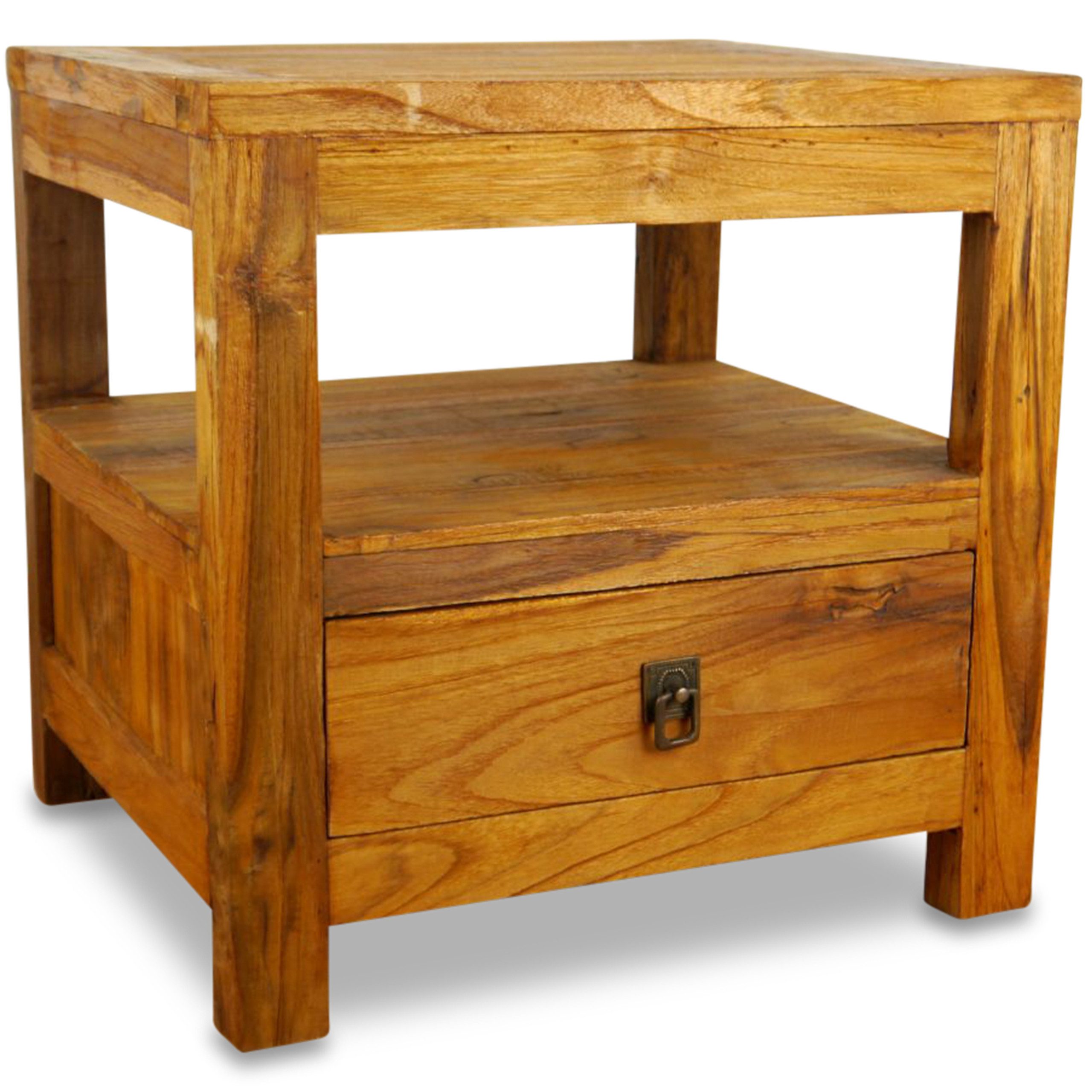 livasia Nachttisch Nachttisch mit Schublade aus Java, Teakholz, 50x45x50cm