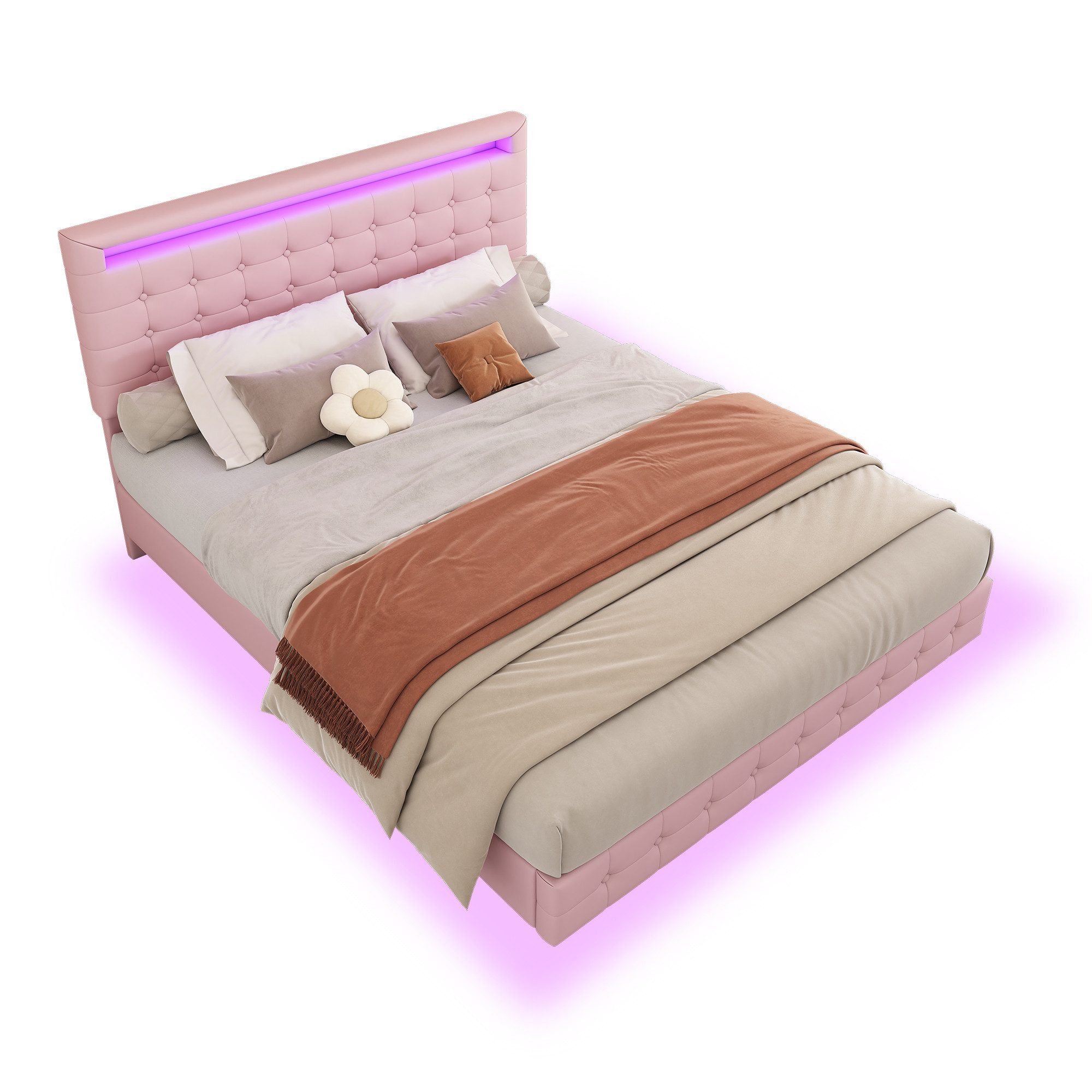 HAUSS SPOLE Polsterbett 140x200cm mit LED-Umgebungslicht, günstig online kaufen