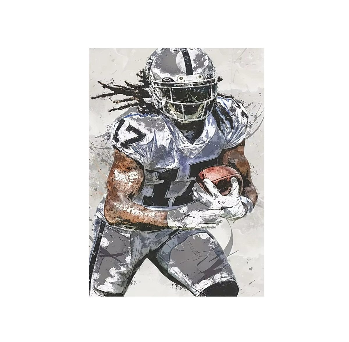 TPFLiving Kunstdruck (OHNE RAHMEN) Poster - Leinwand - Wandbild, American Football-Spieler Star Sport Wand Kunst Leinwand Malerei (Leinwandbild XXL), Farben: Blau, Gelb, Rot, Schwarz, Weiß, Grau - Größe: 20x30cm