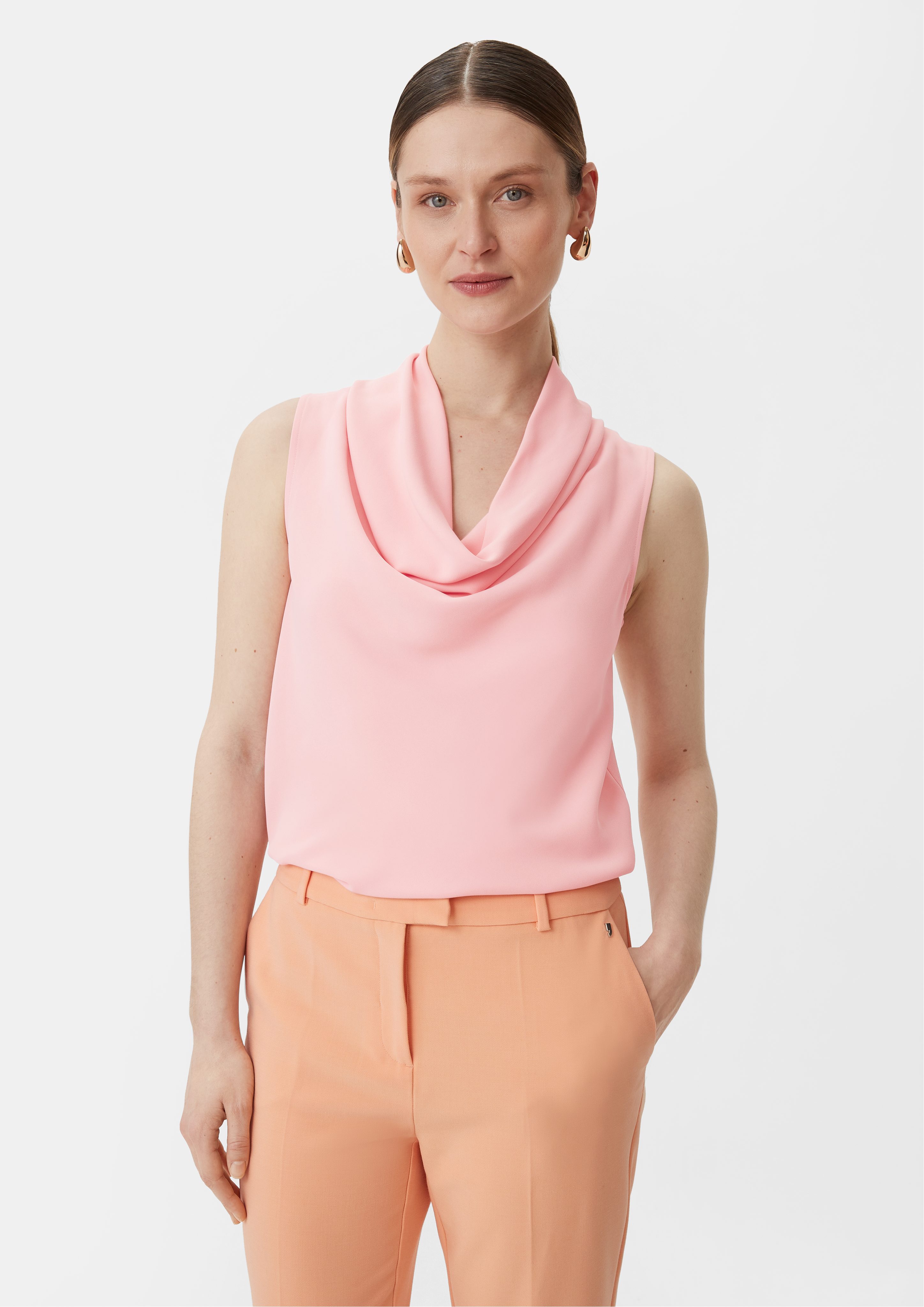 Comma Shirttop Crêpeshirt mit Wasserfall-Ausschnitt