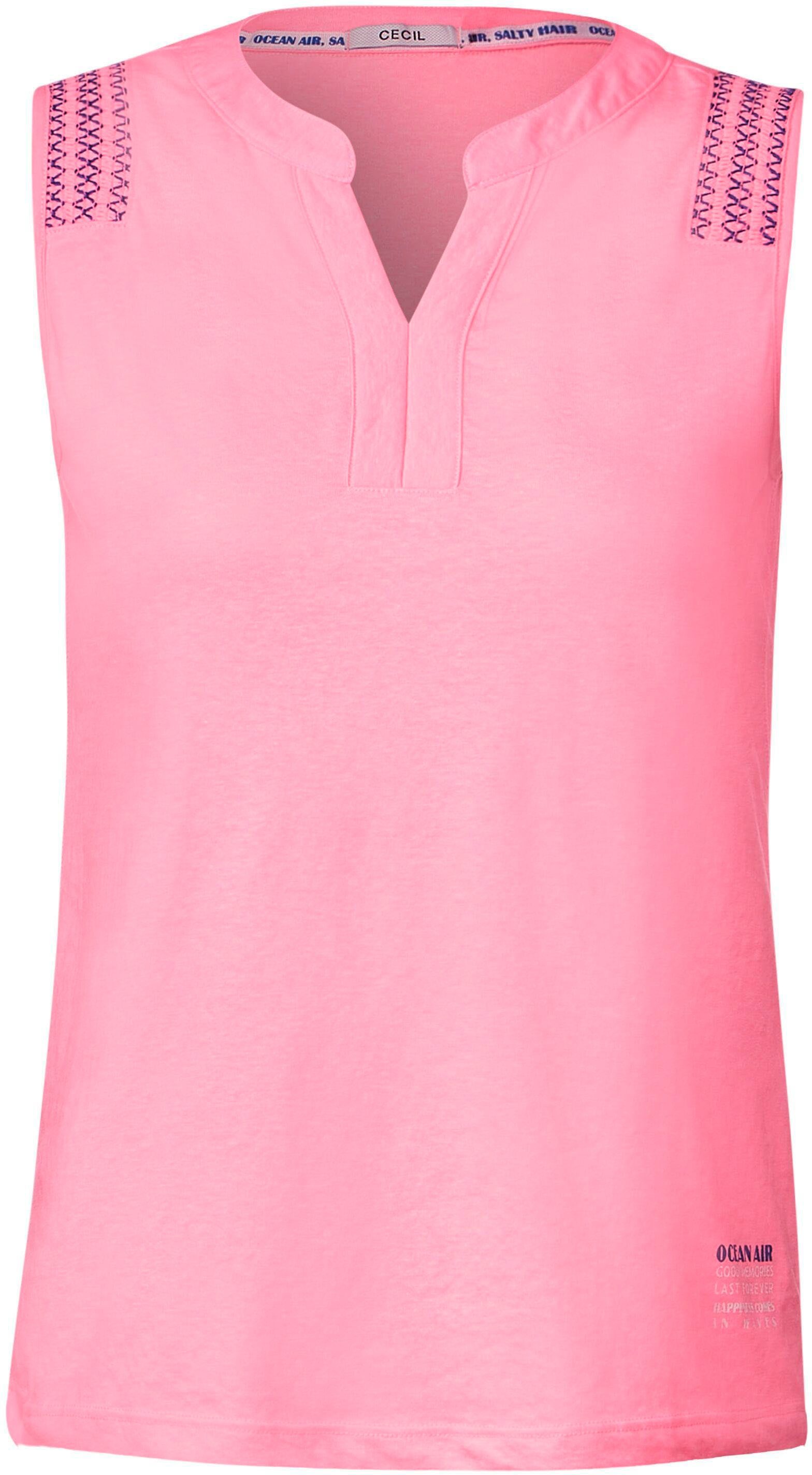 Cecil Shirttop mit soft pink Motto-Druck am Rumpfabschluss