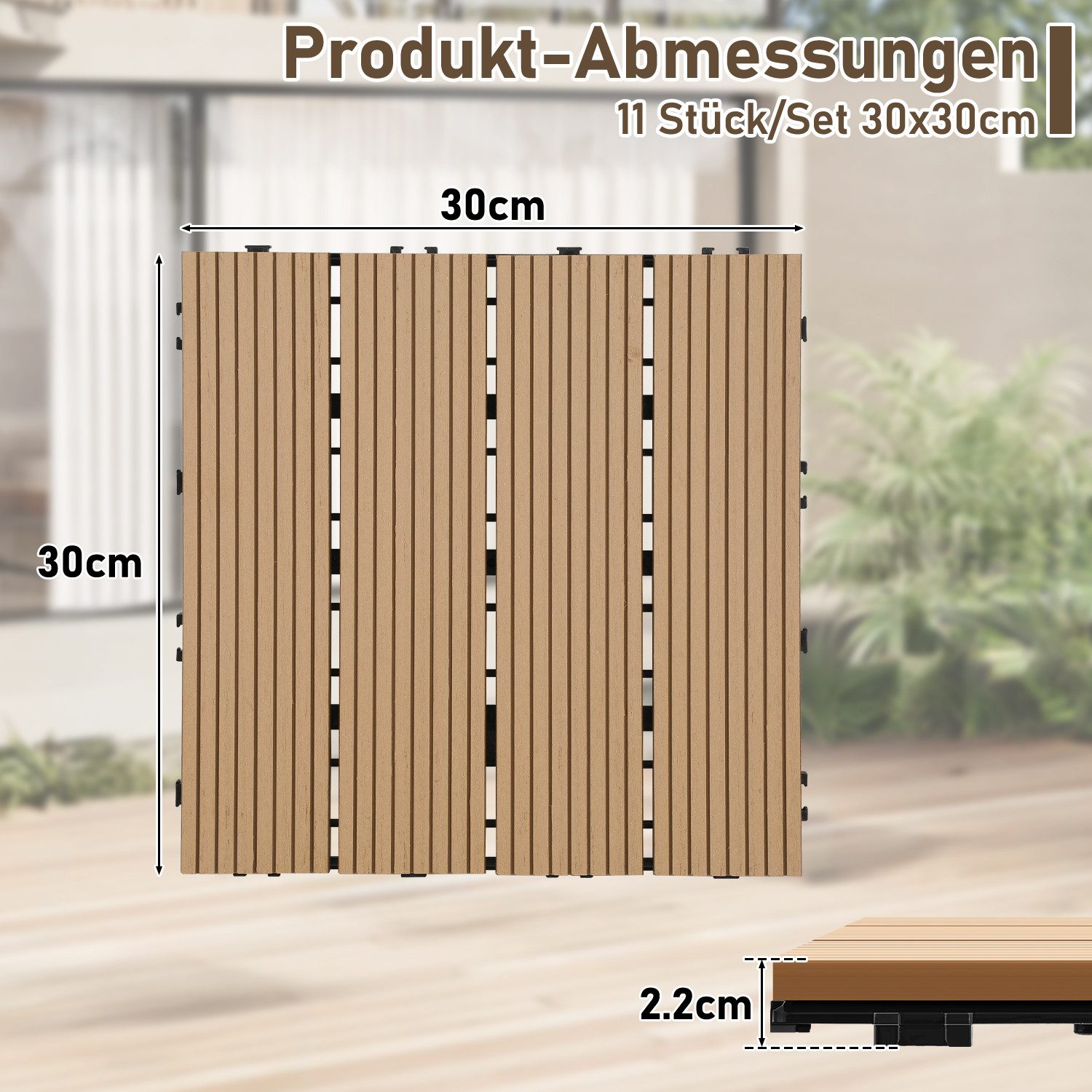 Clanmacy Holzfliesen WPC Terrassenplatte für Garten günstig online kaufen