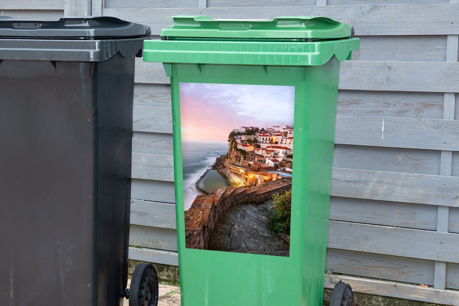 MuchoWow Wandsticker Azenhas do Sticker, der Mar (1 Portugal in St), Sintra in Mülleimer-aufkleber, Abfalbehälter bei Container, Mülltonne, Dämmerung