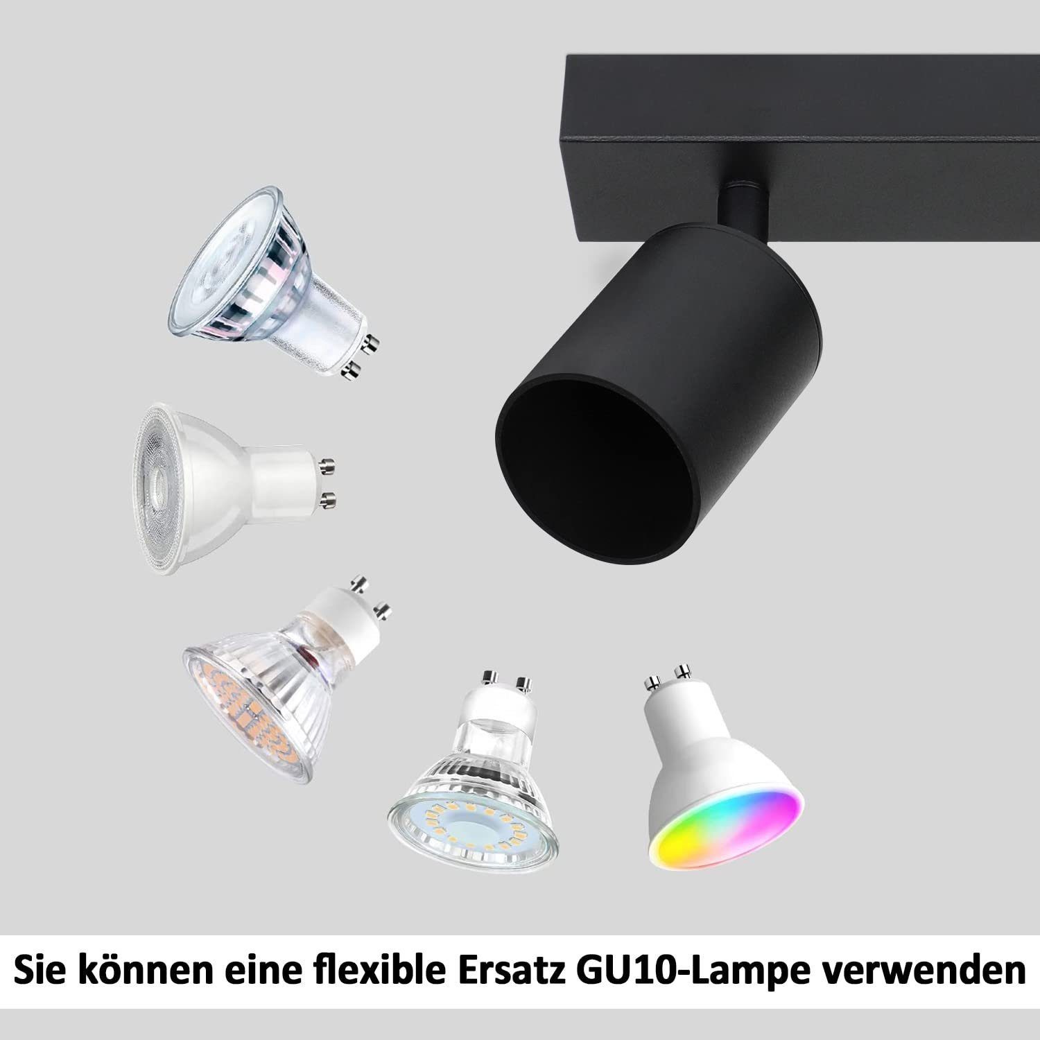 ZMH Deckenstrahler 3 Flammig Deckenleuchte Modern 42CM GU10 für Schafzimmer Whonzimmer, 330°Schwenkbar, ohne Leuchtmittel, 230V Fassung, Flur