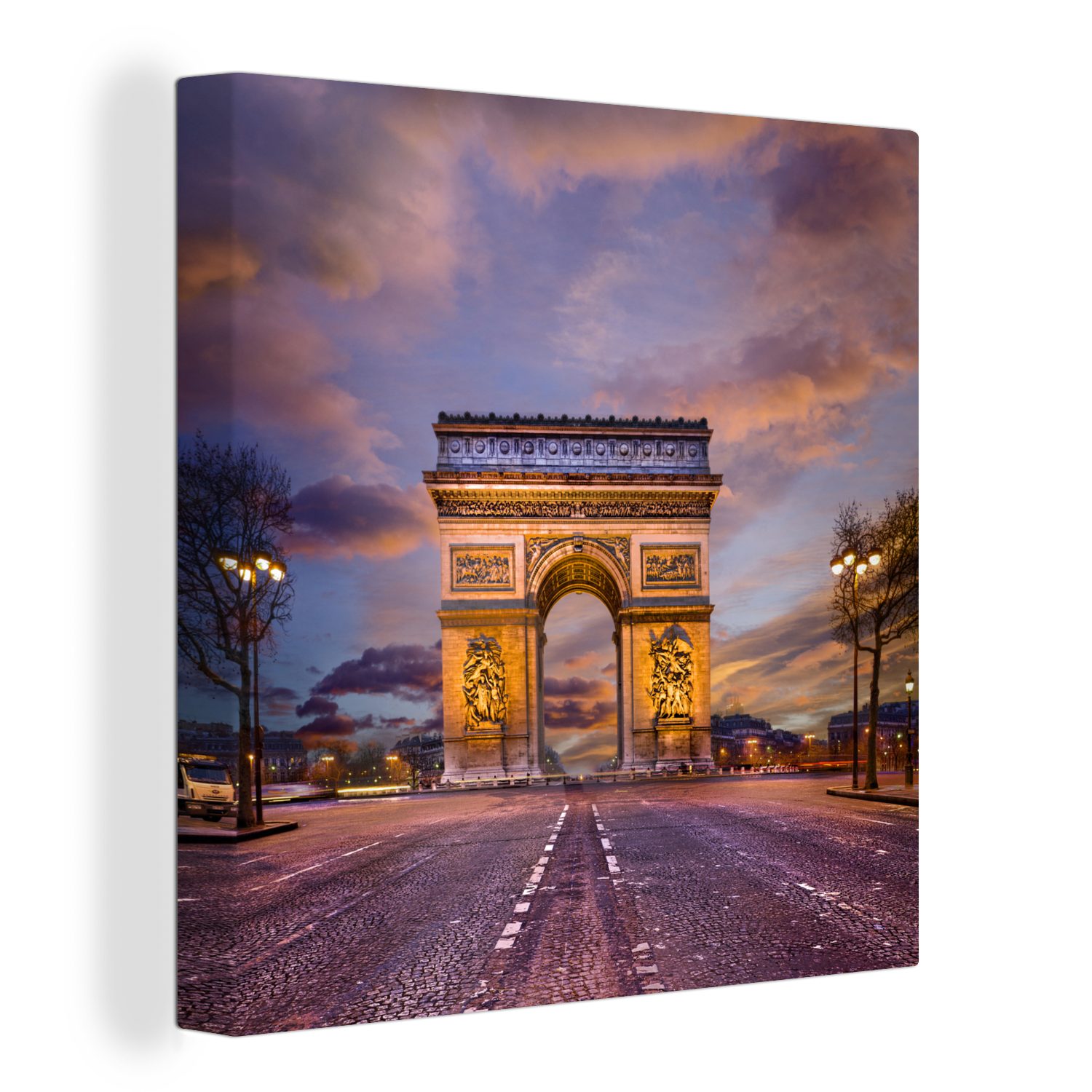 OneMillionCanvasses® Leinwandbild Farbenfrohes Bild des berühmten Triumphbogens in Paris, (1 St), Leinwand Bilder für Wohnzimmer Schlafzimmer