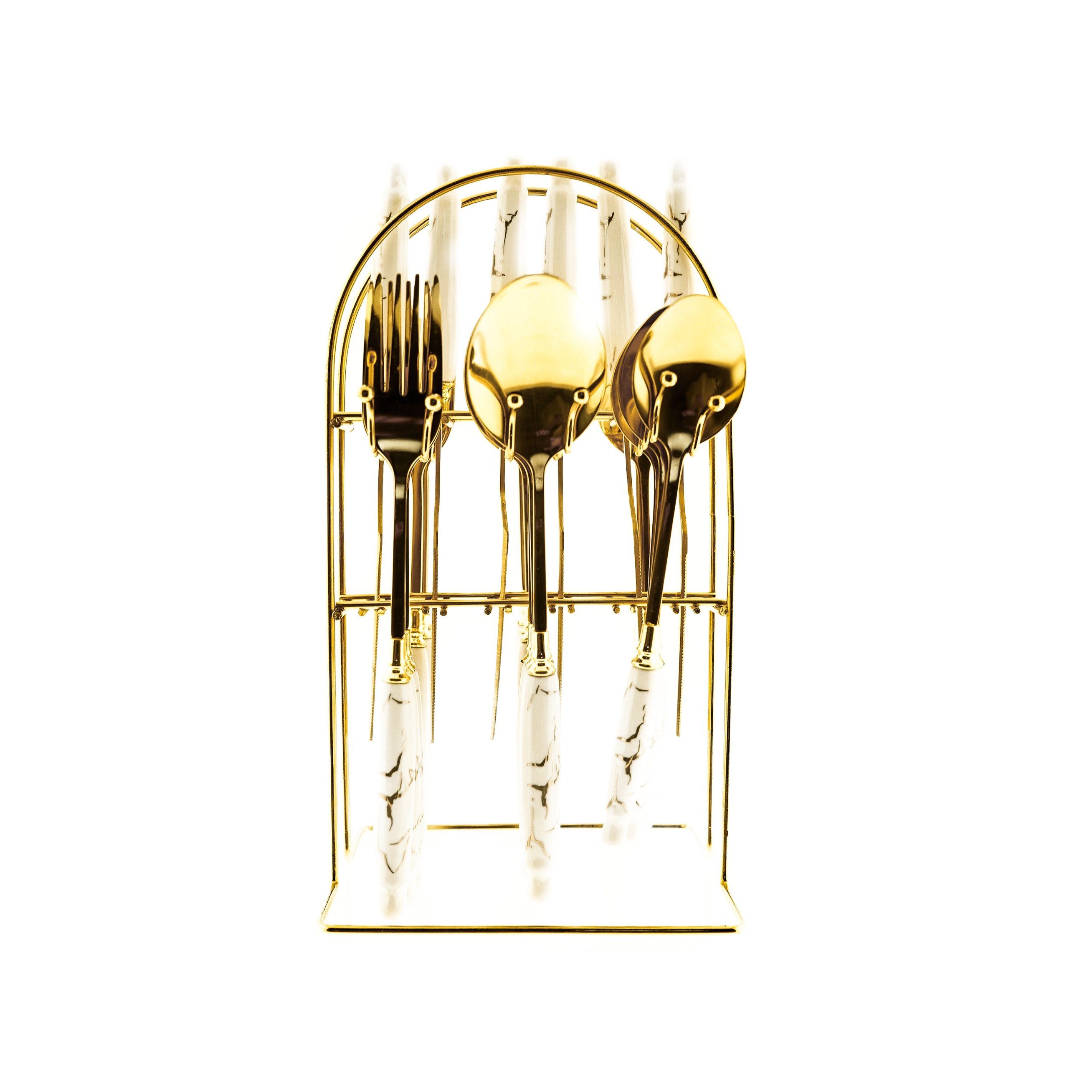 ZELLERFELD Besteck-Set 24-Teilig Besteckset mit Ständer 18/10 Edelstahl (24-tlg)