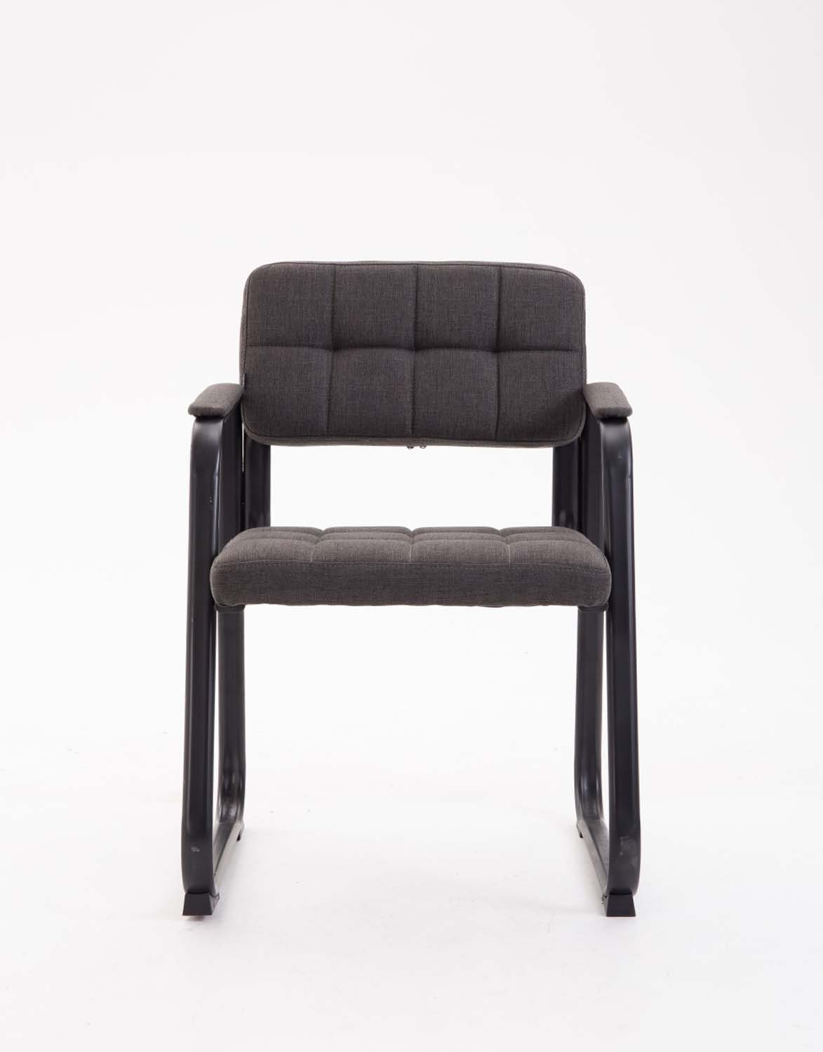 TPFLiving Besucherstuhl Canam - hochwertig Metall Konferenzstuhl Sitzfläche: Sitzfläche Esszimmerstuhl schwarz - Wohnzimmerstuhl), matt mit dunkelgrau - Gestell: Stoff (Küchenstuhl - gepolsterter