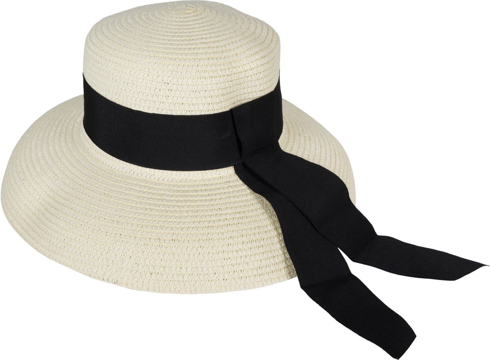 styleBREAKER Sonnenhut Papier Strohhut mit Schwarzem Zierband (1-St)