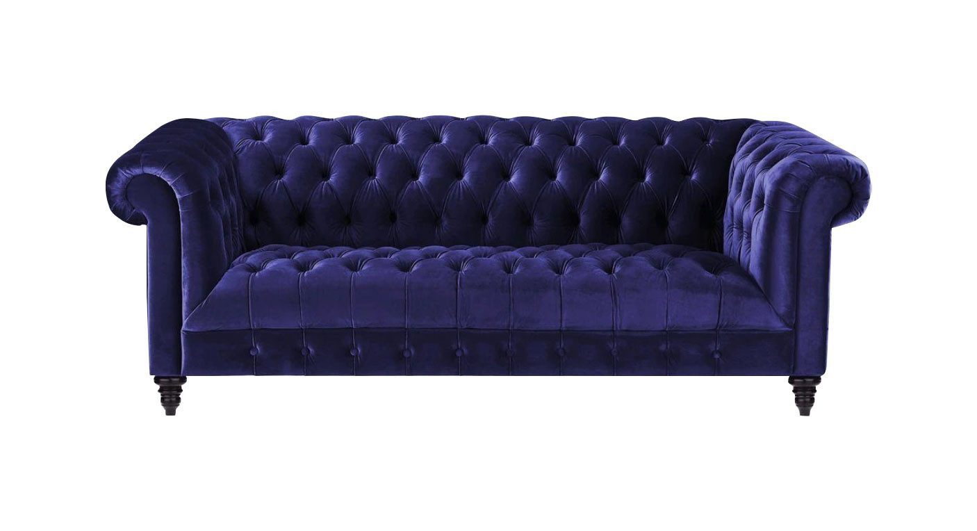 Xlmoebel Chesterfield-Sofa Chesterfield Lila Samt Couch Luxus Polster Sofa mit Knöpfen, Hergestellt in Europa