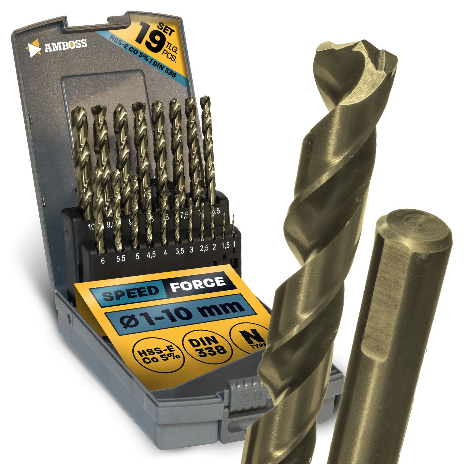 Amboss Werkzeuge Spiralbohrer 19-tlg. Speed Force Set Spiralbohrer HSS-E Co5 %