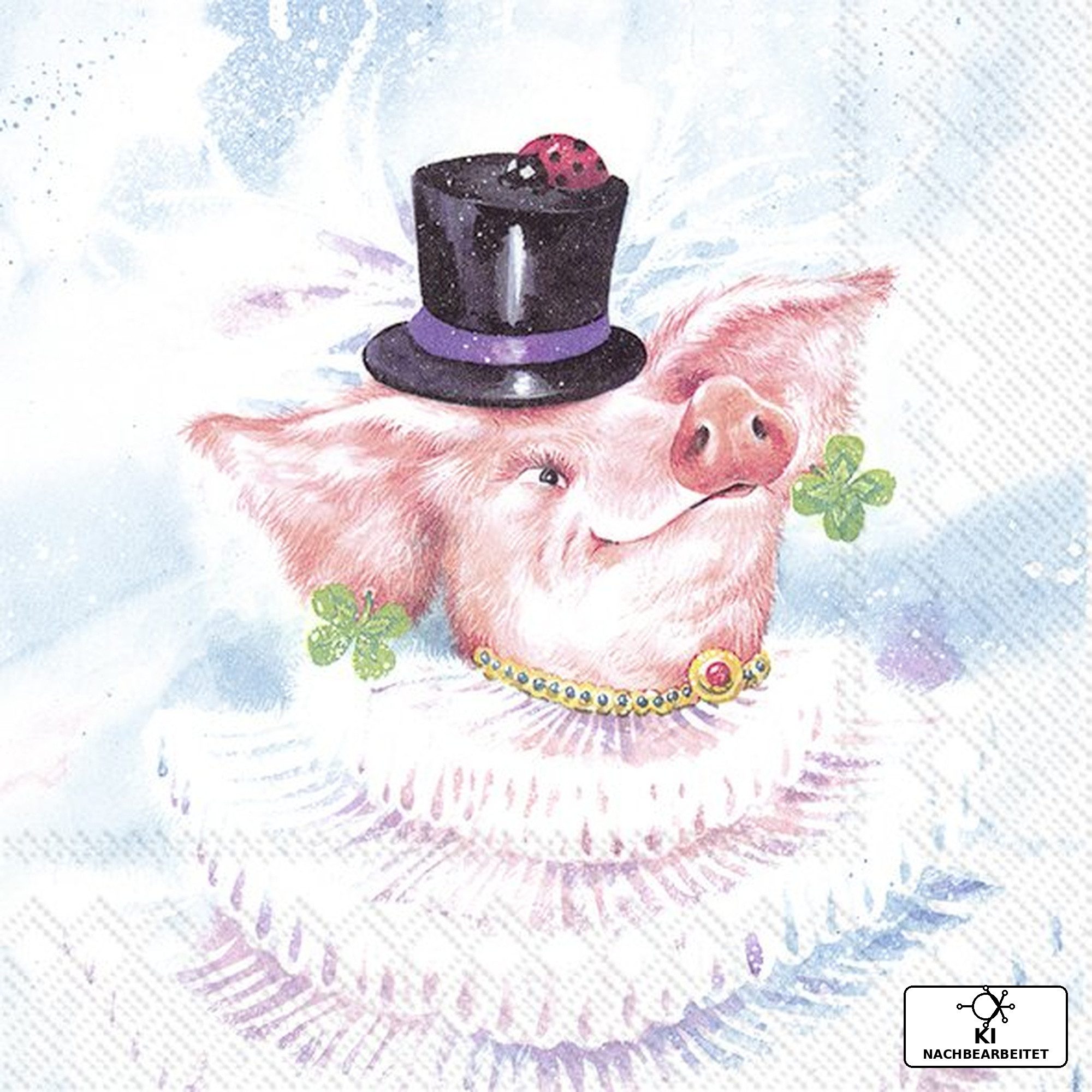 IHR Papierserviette Servietten 33x33 cm " Silvester Glückschweinchen " von ihr - Silvester