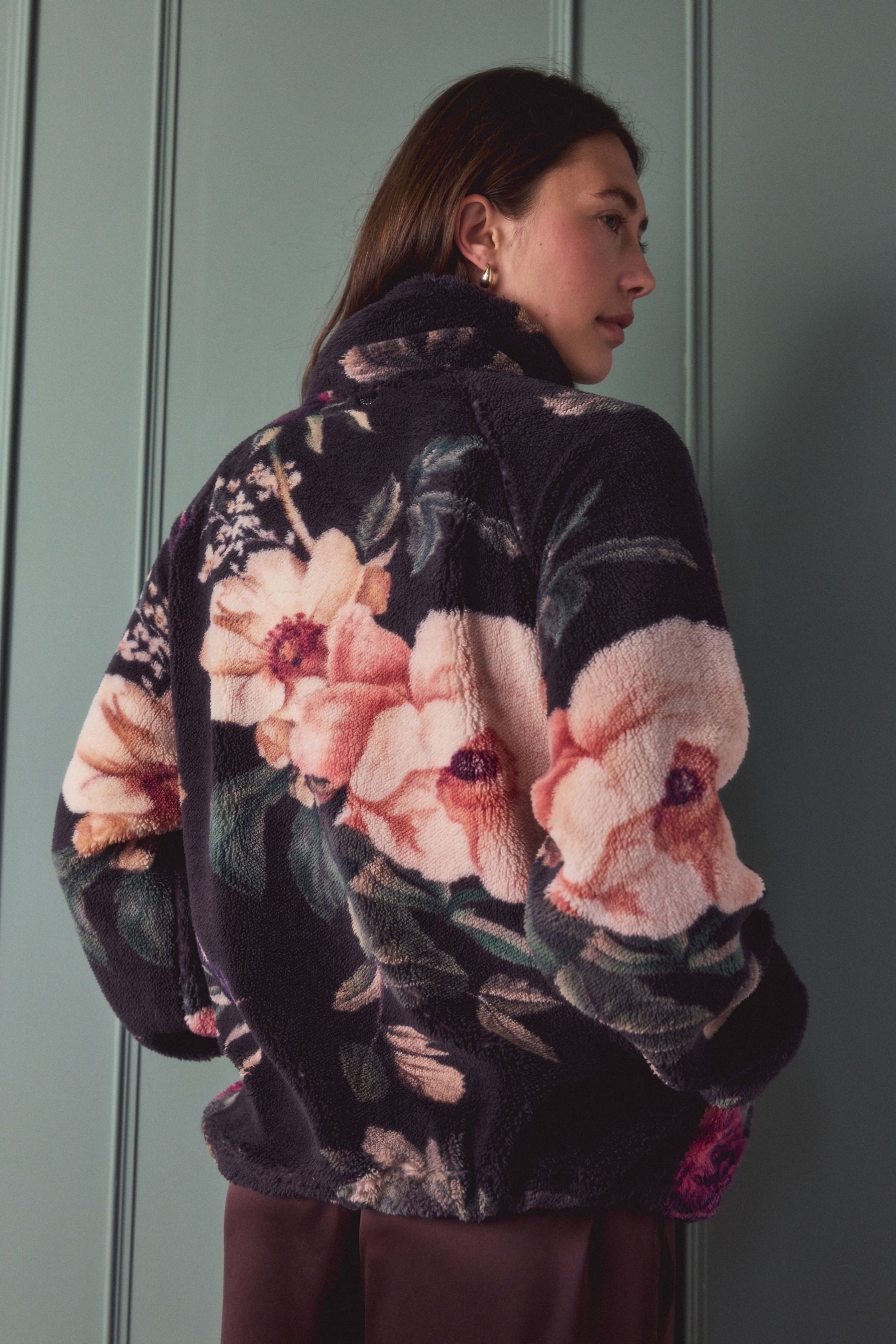 Next Fleecepullover Oberteil aus Borg-Fleece mit Print (1-tlg) günstig online kaufen