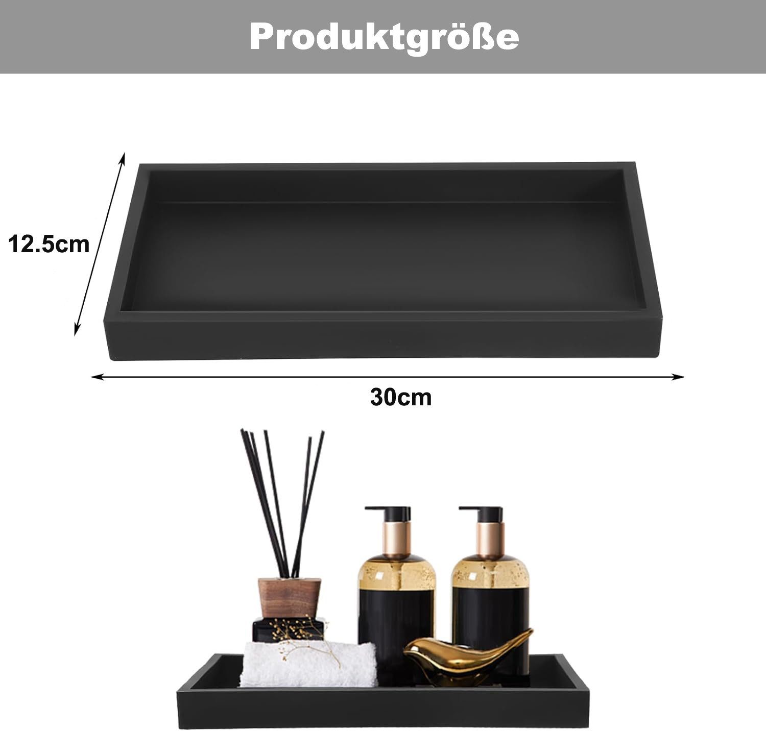 Venkuber Dekotablett Badezimmer Tablett Silikon Ablagetablett (1 St), für Waschbecken, Badewanne & Küche, rutschfestes Aufbewahrungstablett