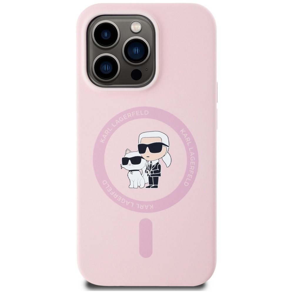 KARL LAGERFELD Handyhülle Schutzhülle Smartphonehülle Magnethülle 6,7 Zoll, MagSafe, Soft-Touch, Mikrofaserfutter, Fallschutz