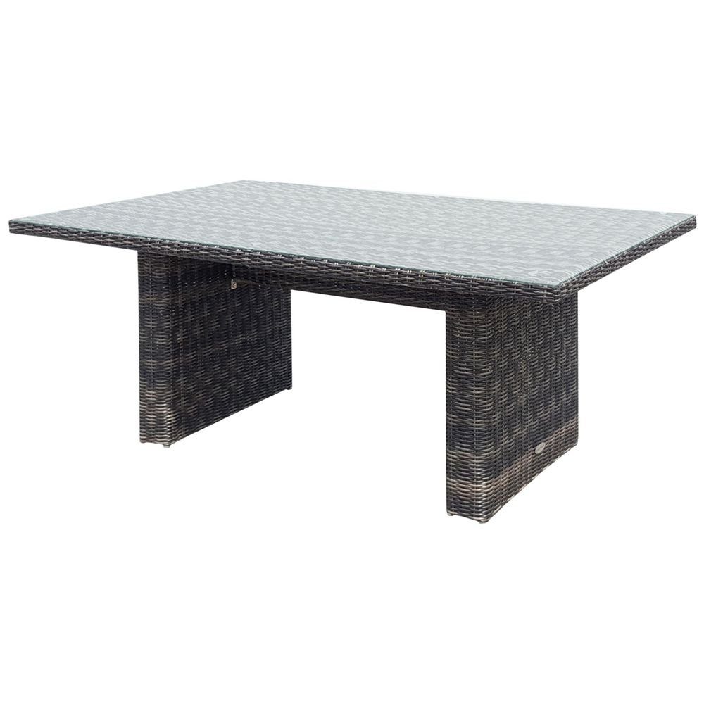 Lomadox Gartentisch HGA120, Tisch mit Glasplatte, Polyrattan grau, ca