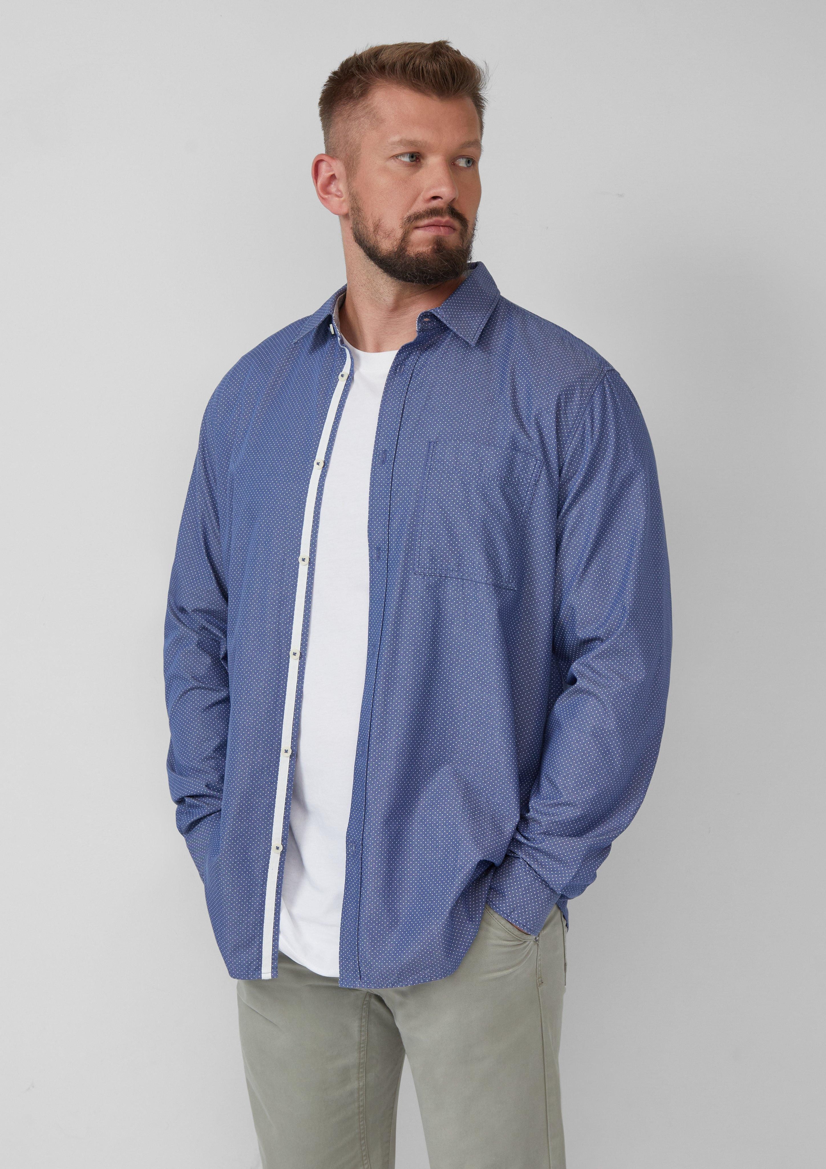 Langarmhemd Regular Fit: Gewaschenes Hemd mit Button-Down-Kragen