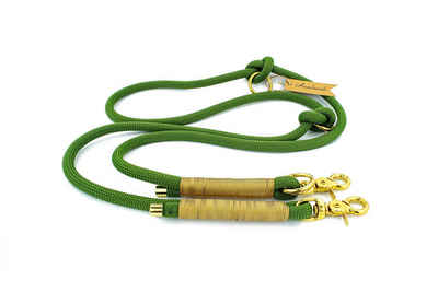 Tierluxe Hundeleine Tau Seil Grün und Gold, PPE Seil, Handgemacht