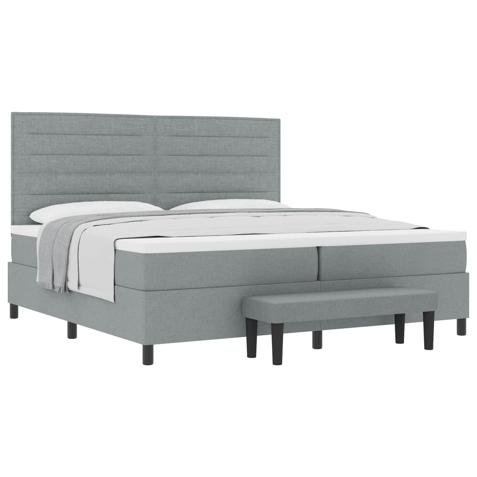 vidaXL Bett Boxspringbett mit Matratze Hellgrau 200 x 200 cm Stoff (1-tlg) günstig online kaufen