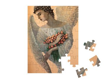 puzzleYOU Puzzle Engel, Original Ölgemälde auf Leinwand, 48 Puzzleteile, puzzleYOU-Kollektionen Engel