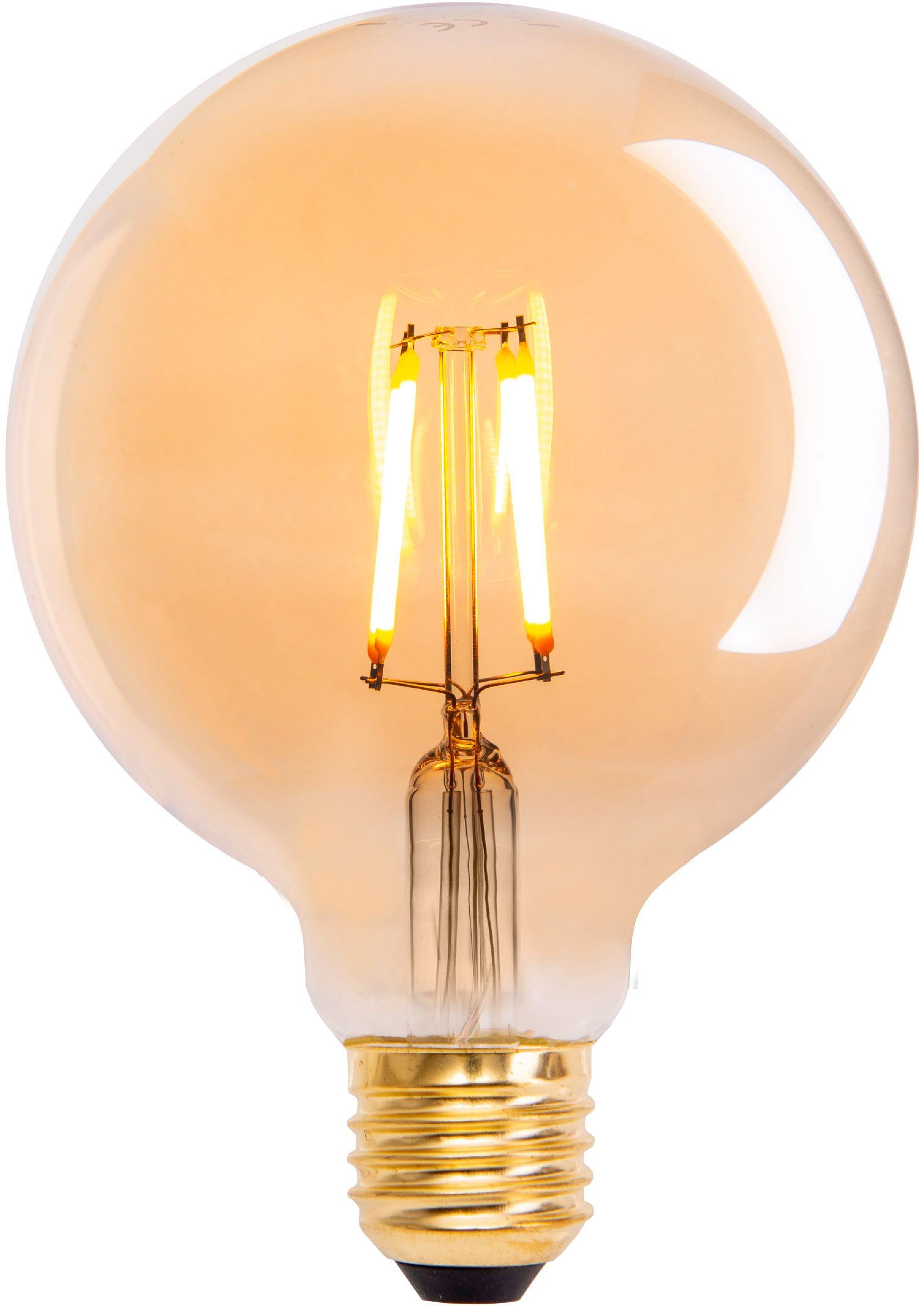 näve LED-Leuchtmittel Dilly, E27, 3 St., Warmweiß, Set of 3 LED bulbs, E27/4.1W "Dilly" Reto Kugel, Deko Globlampe