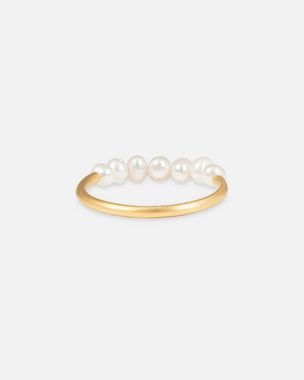 Pernille Corydon Perlenring Ocean Treasure Ring Damen, Silber 925, 18 Karat vergoldet