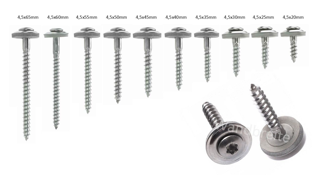 REISSER-Schraubentechnik GmbH Spenglerschraube Spengler-Schrauben 100St 4,5mm Durchmesser in verschiedenen Längen, (200 St), mit Dichtscheibe